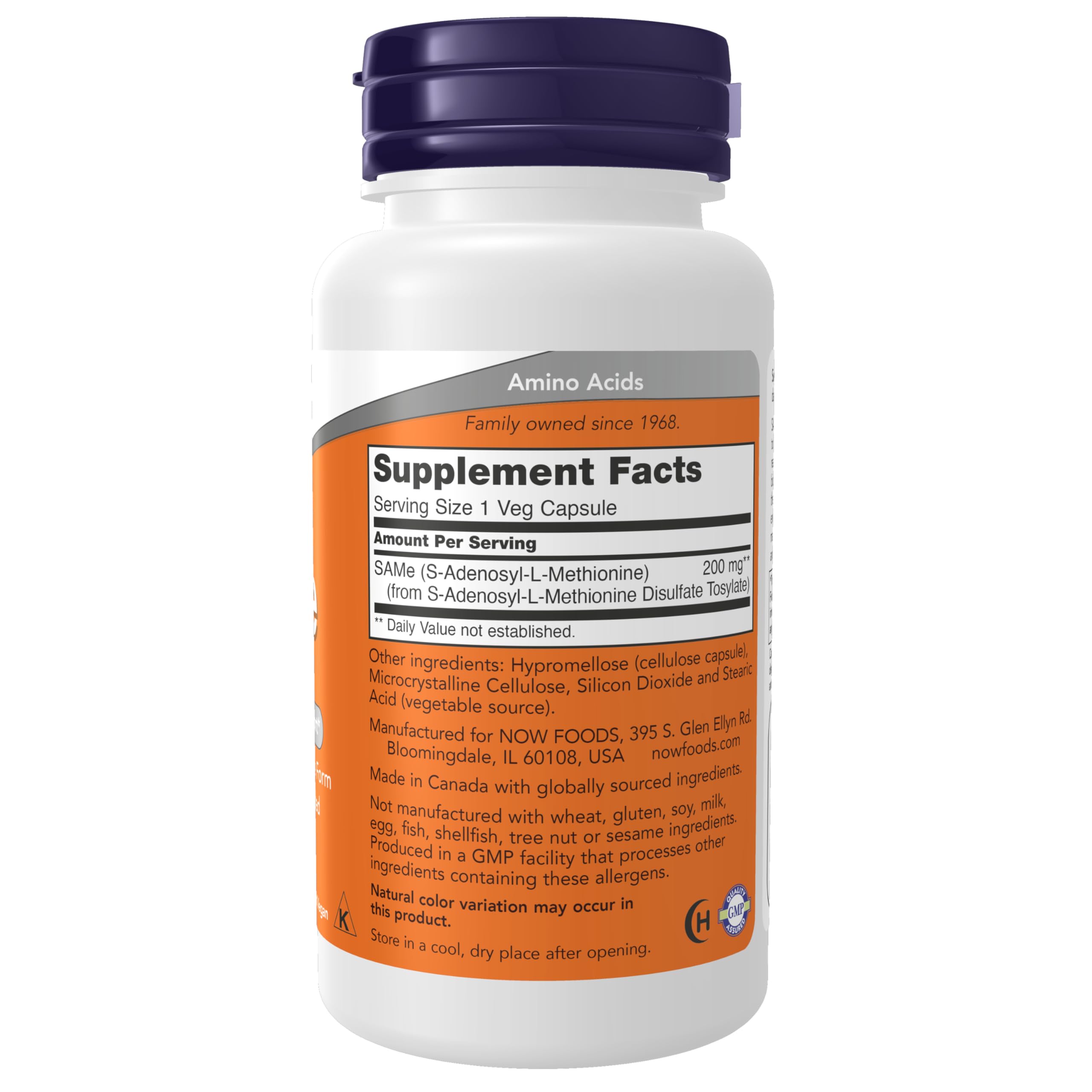NOW Foods 5-HTP Supplement 200mg 60 Veg Capsules side view