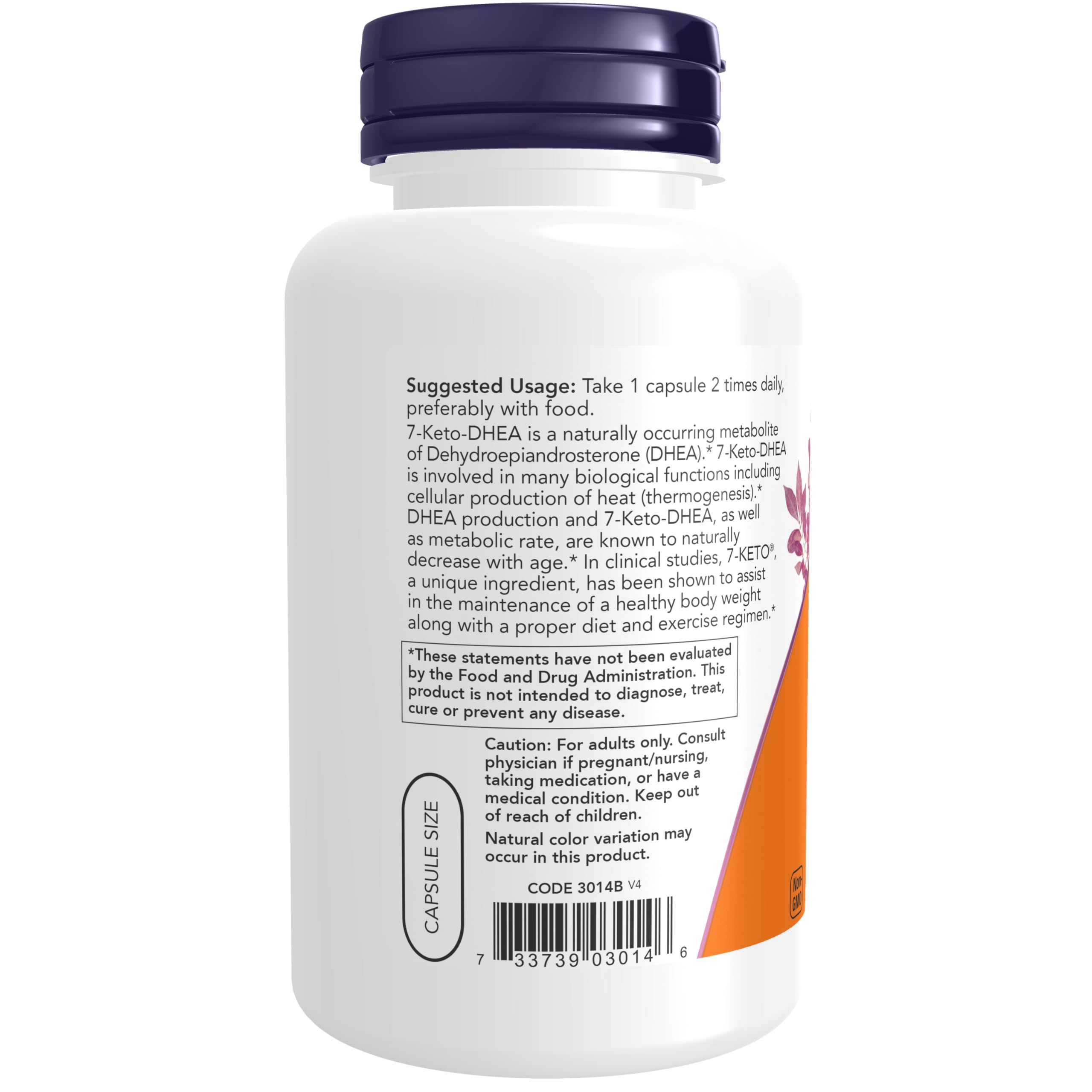 NOW Foods 7-Keto DHEA 100mg Vegan Capsules packaging