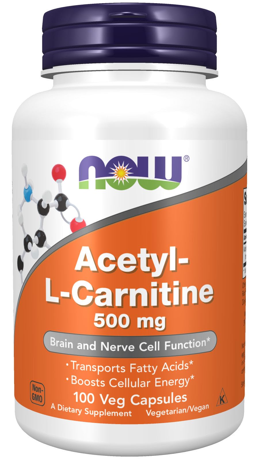 NOW Foods Acetyl-L-Carnitine 100g front view of packaging