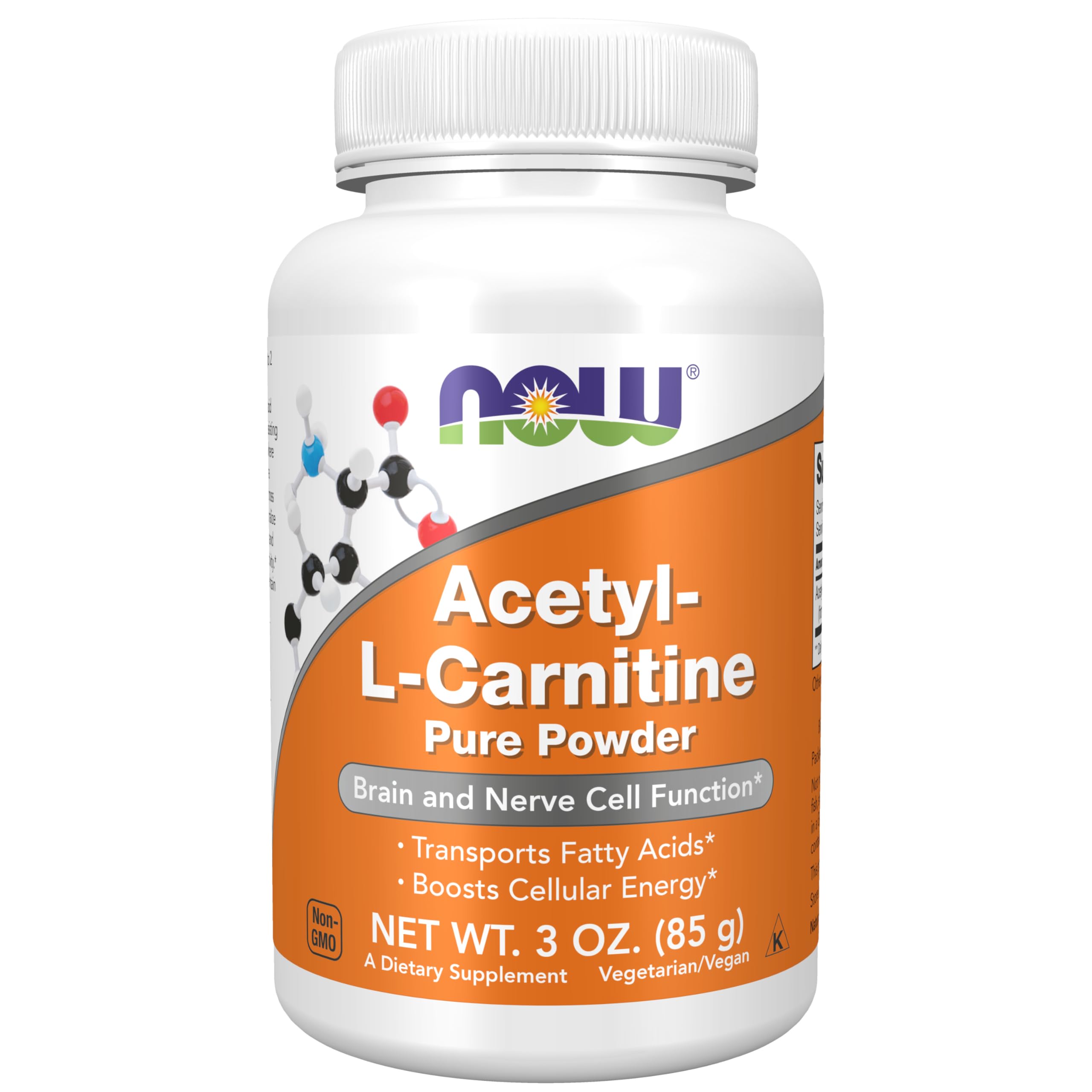 NOW Foods Acetyl-L-Carnitine Pure Powder 80g front view