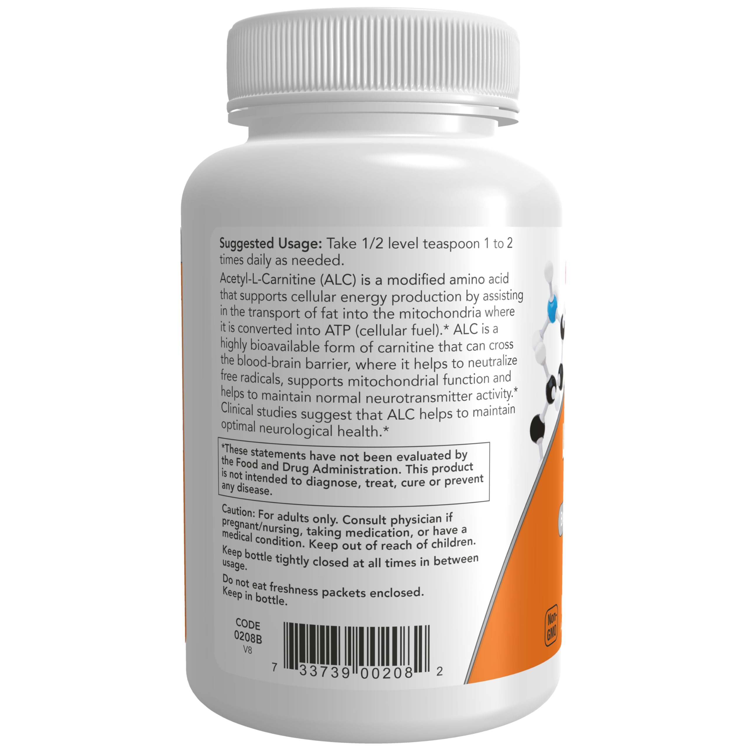 NOW Foods Acetyl-L-Carnitine Pure Powder 80g serving size