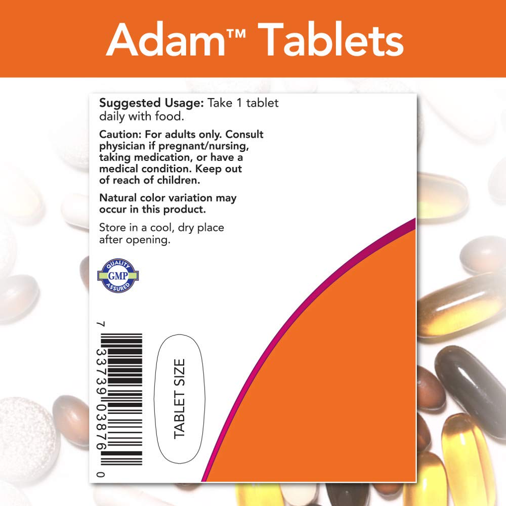 NOW Foods Adam Men's Multivitamin back view of packaging