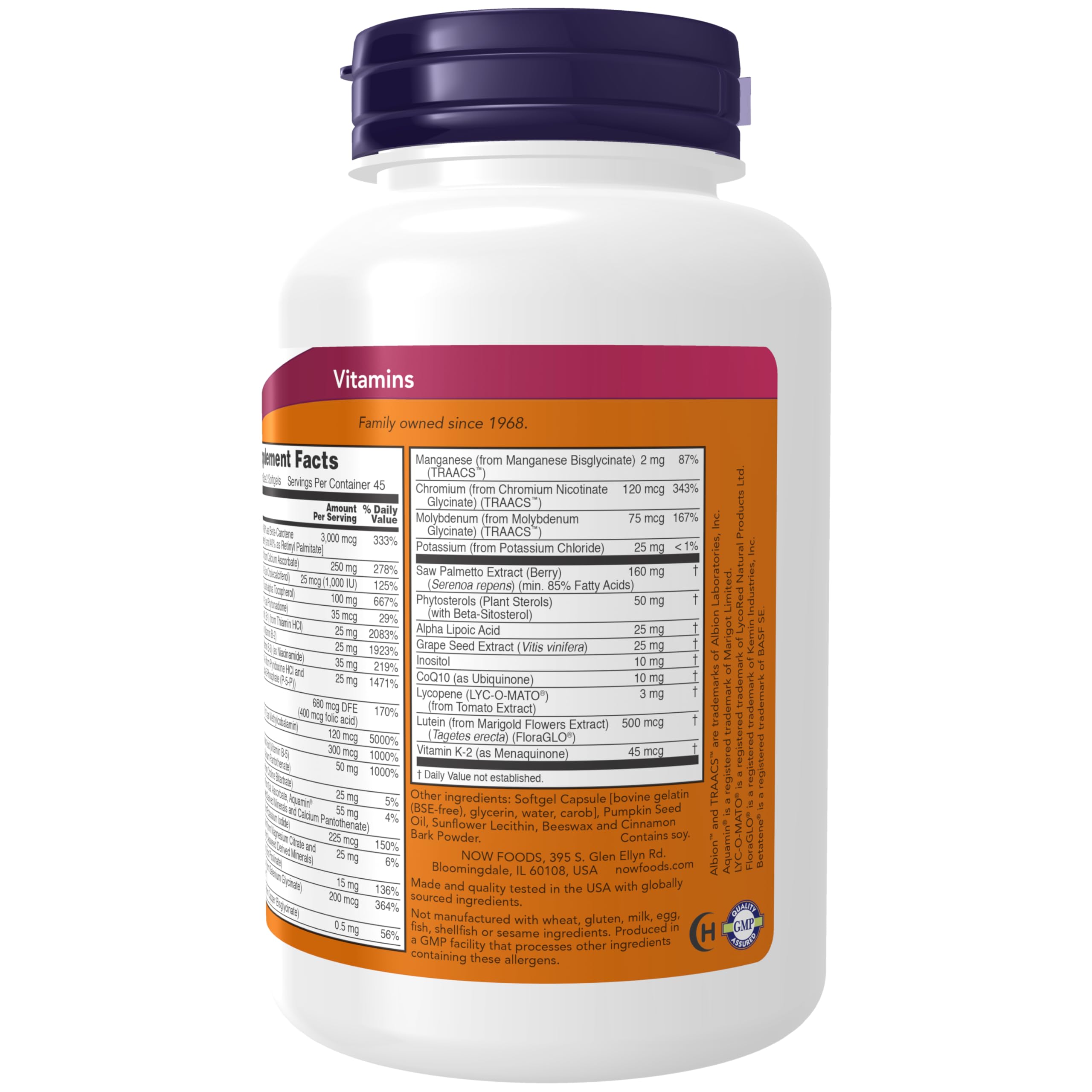 NOW Foods ADAM Men's Multivitamin Capsules packaging