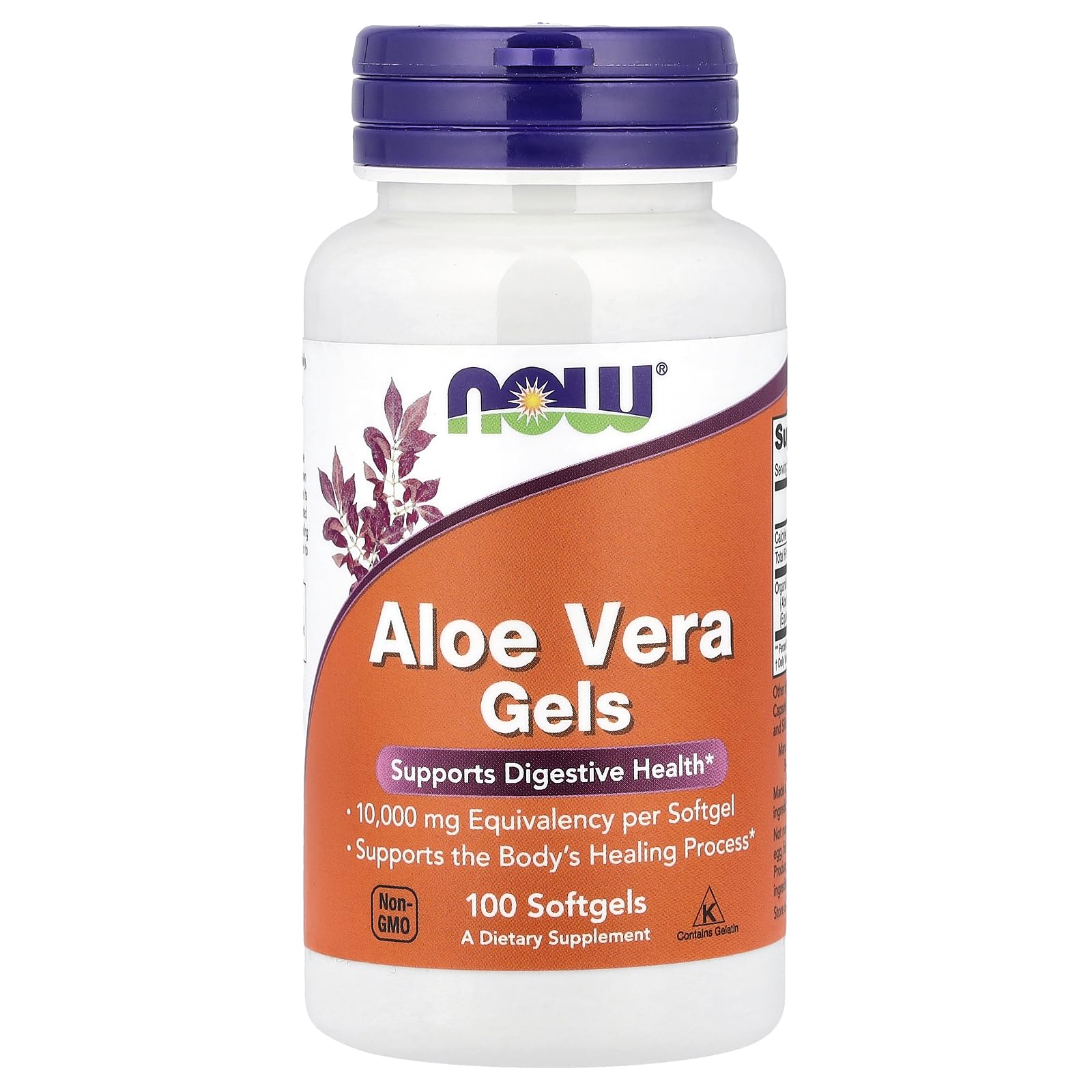 NOW Foods Aloe Vera 10,000 Softgels 100 Count front view