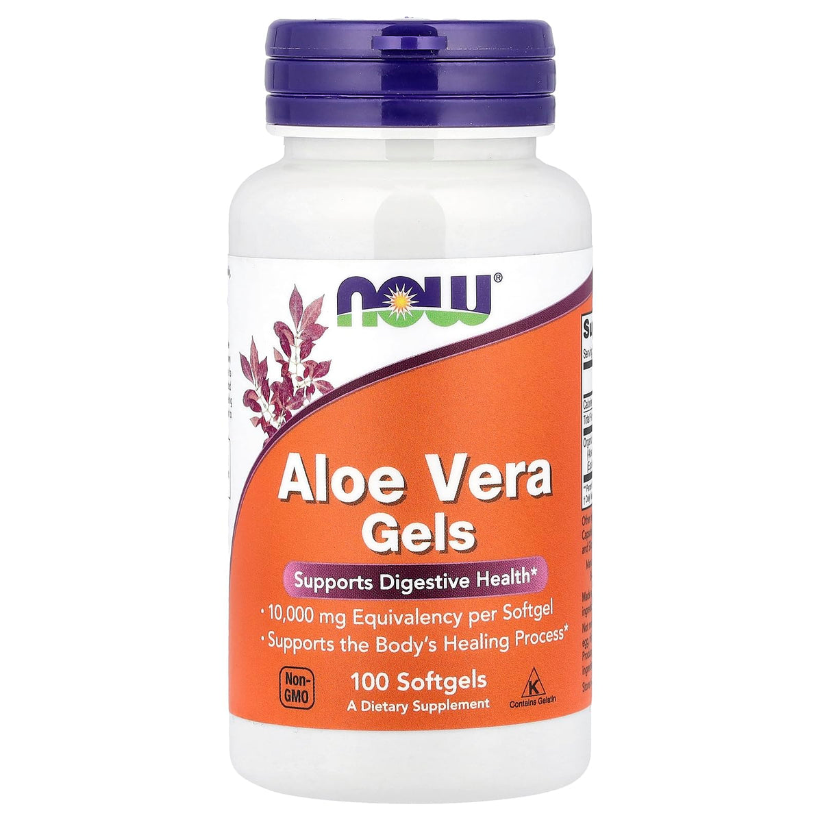 NOW Foods Aloe Vera 10,000 Softgels 100 Count front view