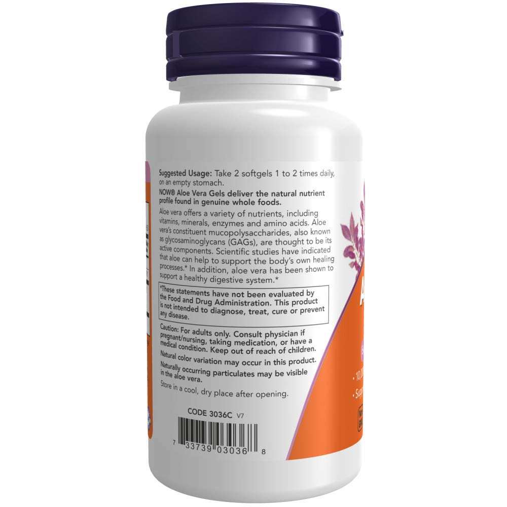 NOW Foods Aloe Vera Softgels close-up of softgel