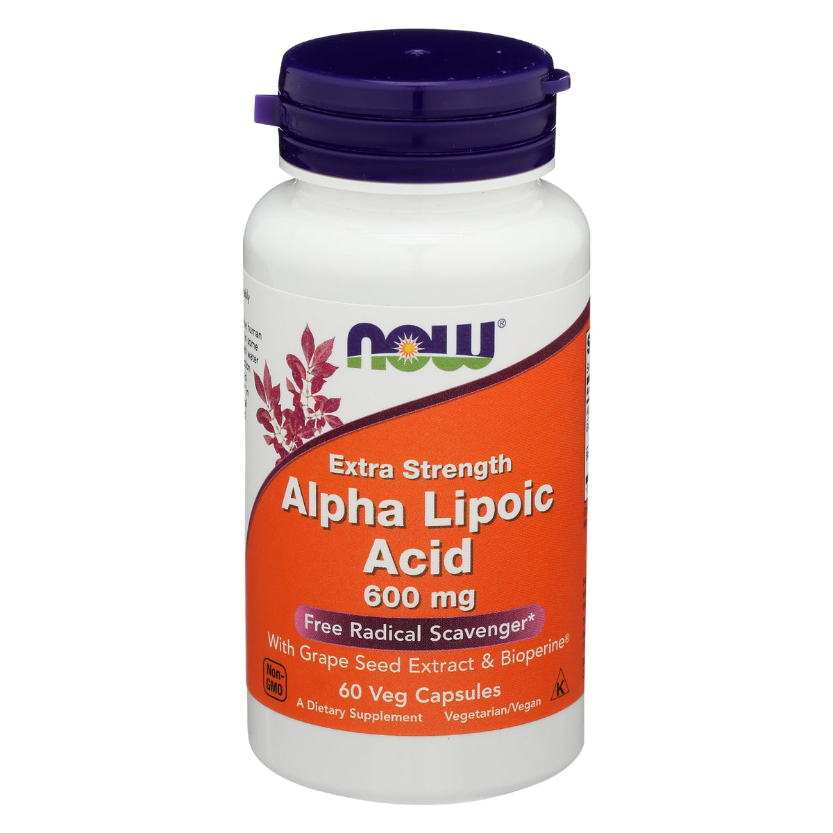 NOW Foods Alpha Lipoic Acid 600mg 60 Vcaps front view