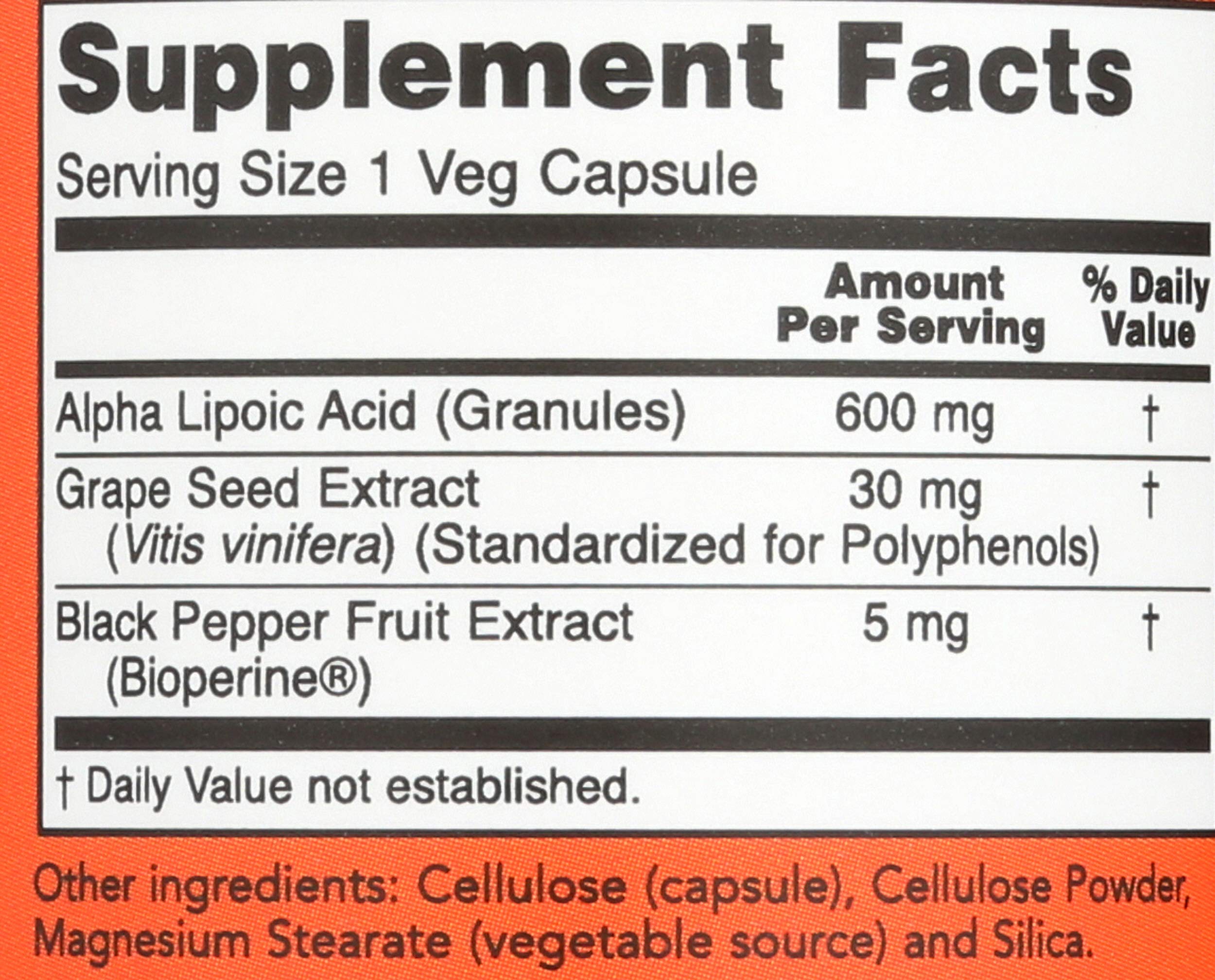 NOW Foods Alpha Lipoic Acid 600mg capsule close-up