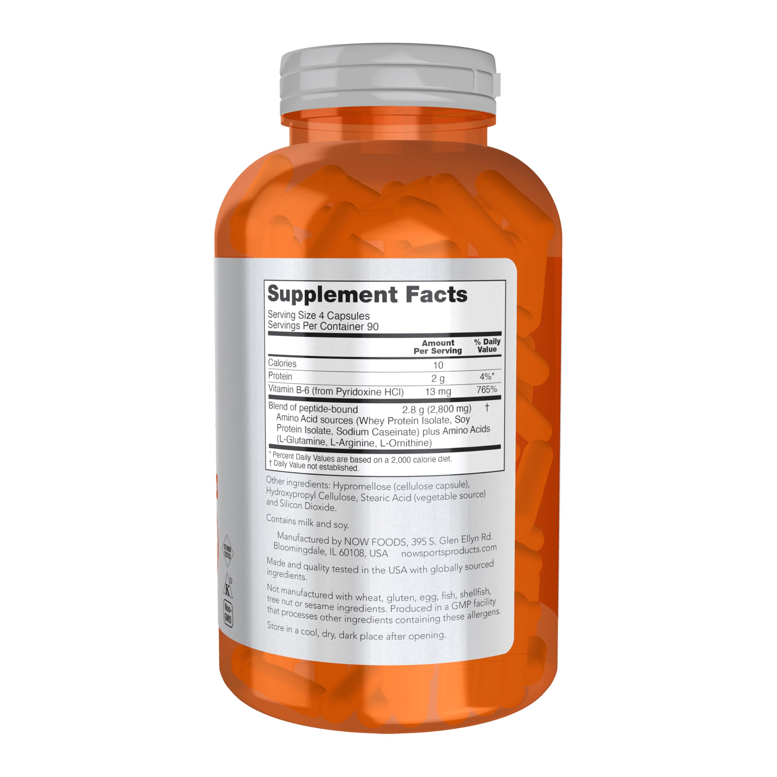 NOW Foods Amino Complete BCAA Supplement 300g back view