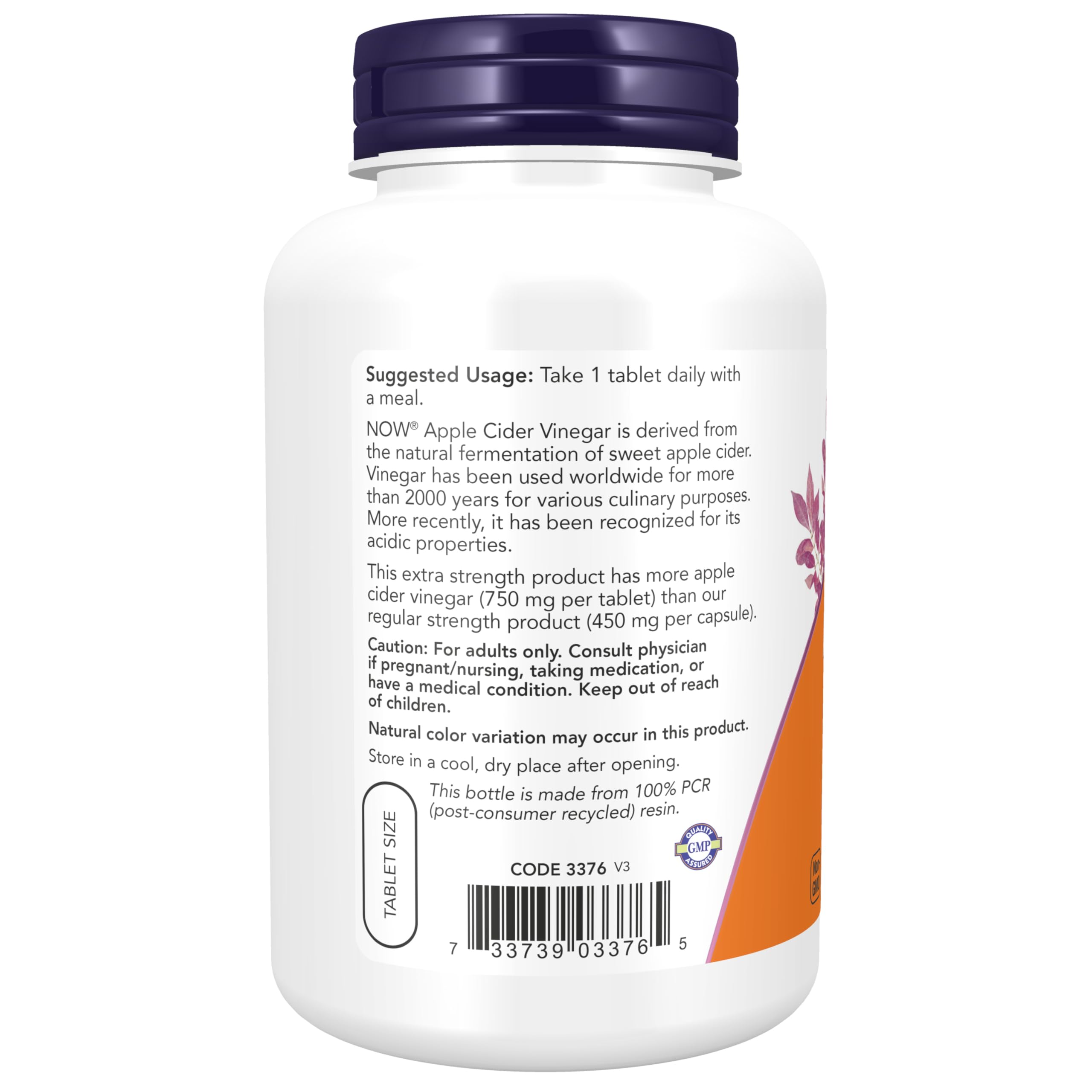 NOW Foods Apple Cider Vinegar Tablets 750mg packaging