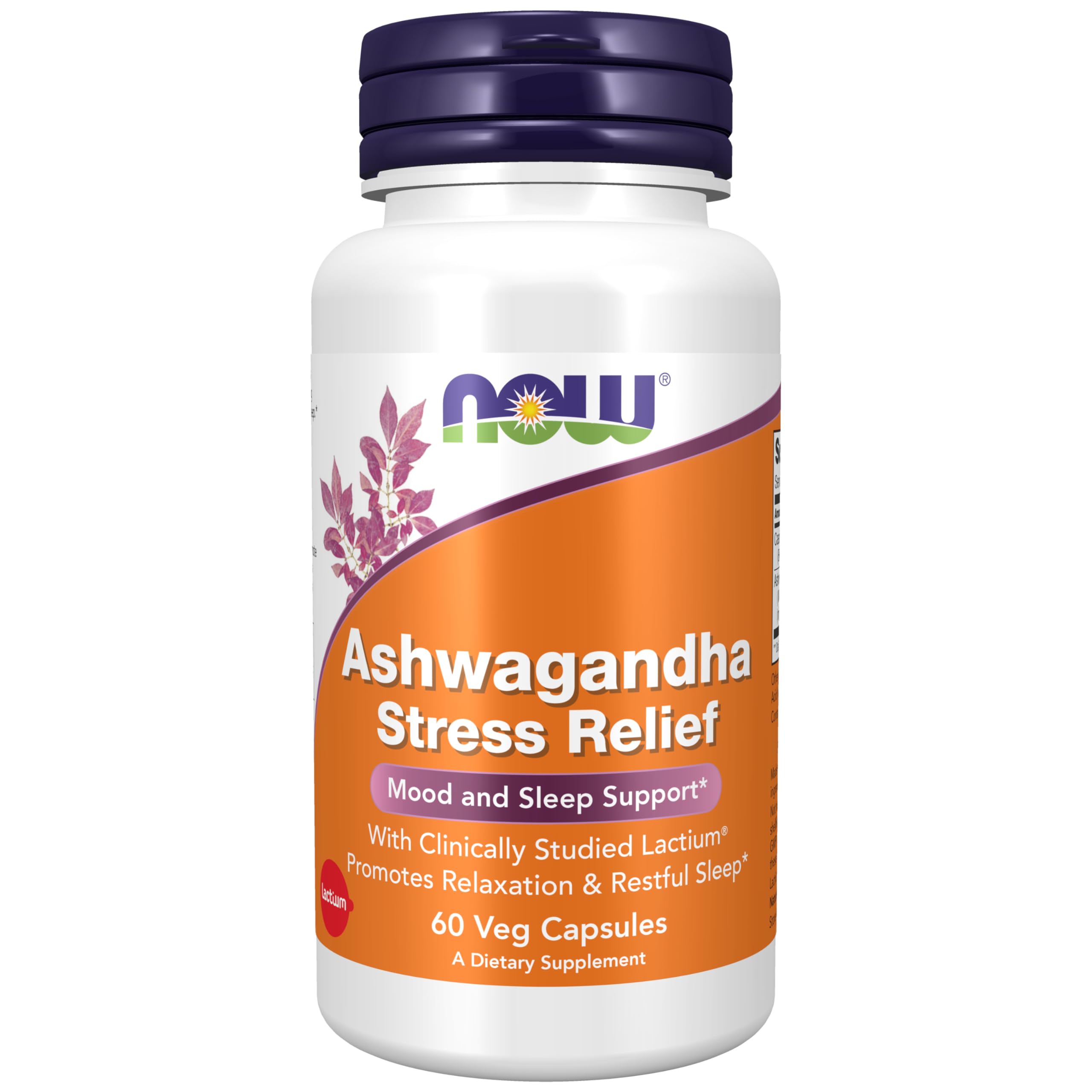 NOW Foods Ashwagandha daily wellness 60 Veg Capsules front view