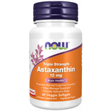 NOW Foods Astaxanthin Triple Strength 12mg 60 Veggie Softgels front view