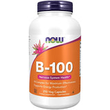 NOW Foods B-100 Caps B-Complex 250 Veg Capsules front view