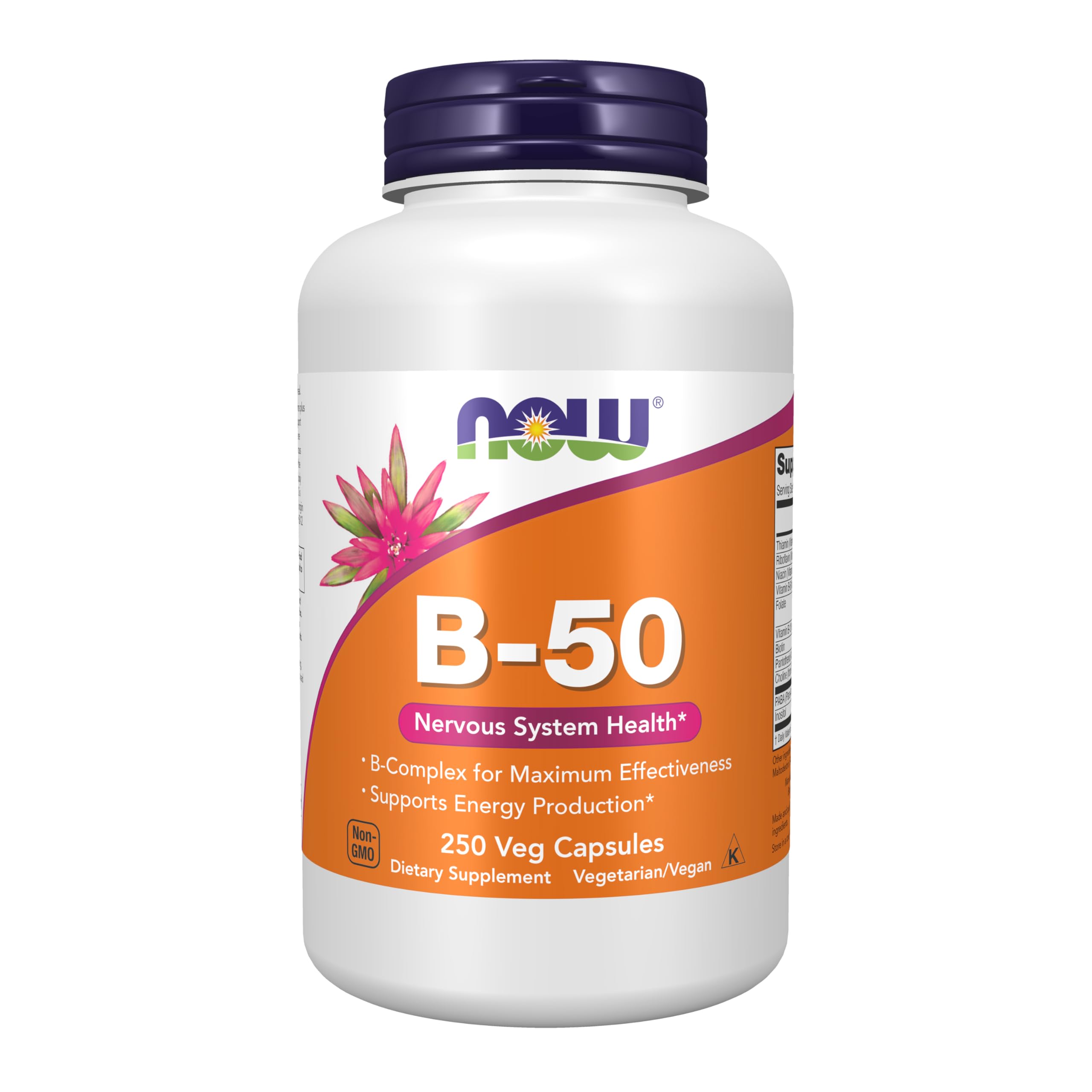 NOW Foods B-50 B-Complex 250 Capsules front view