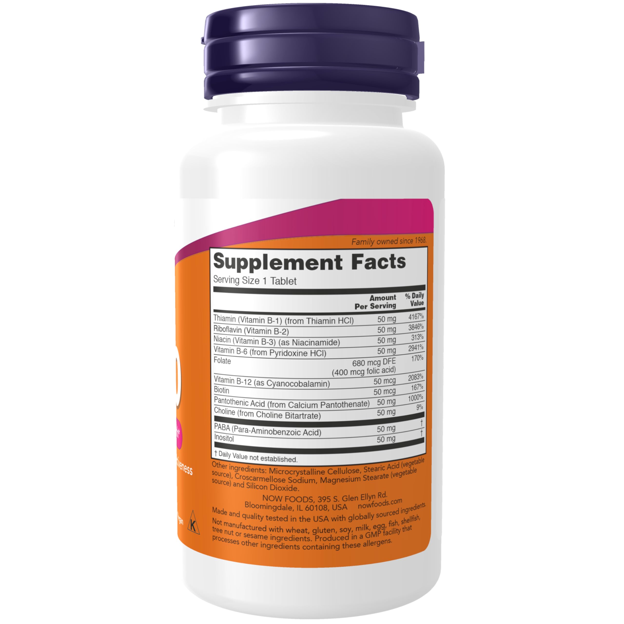 NOW Foods B-50 Complex 100 Tablets side view