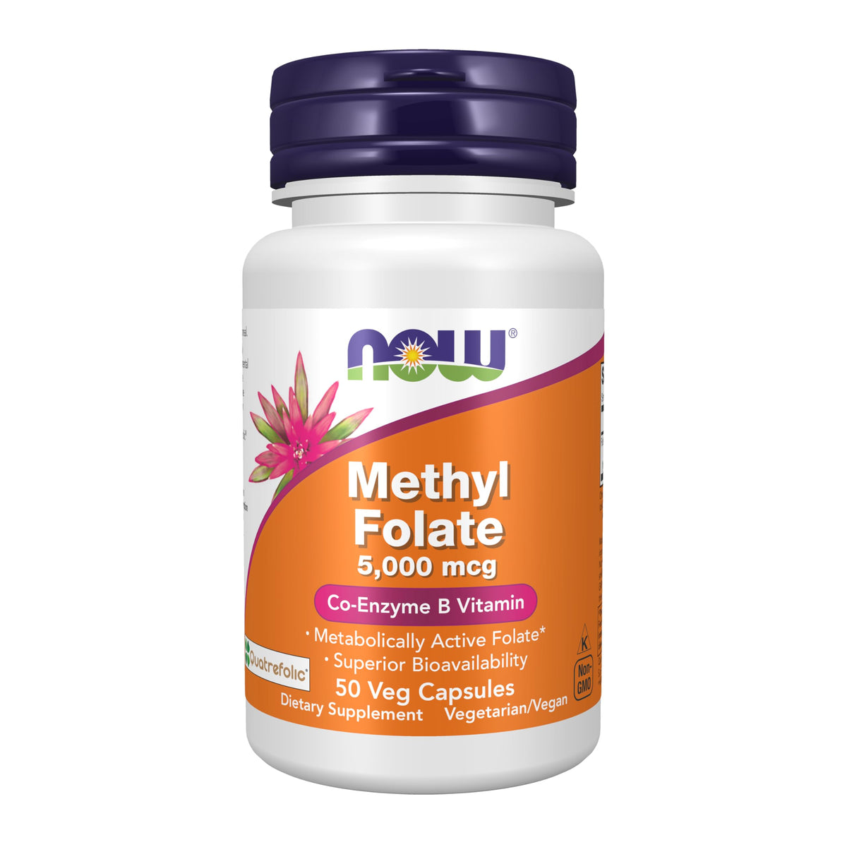 NOW Foods B9 (Folic Acid) 8333mcg 50 Veg Capsules front view