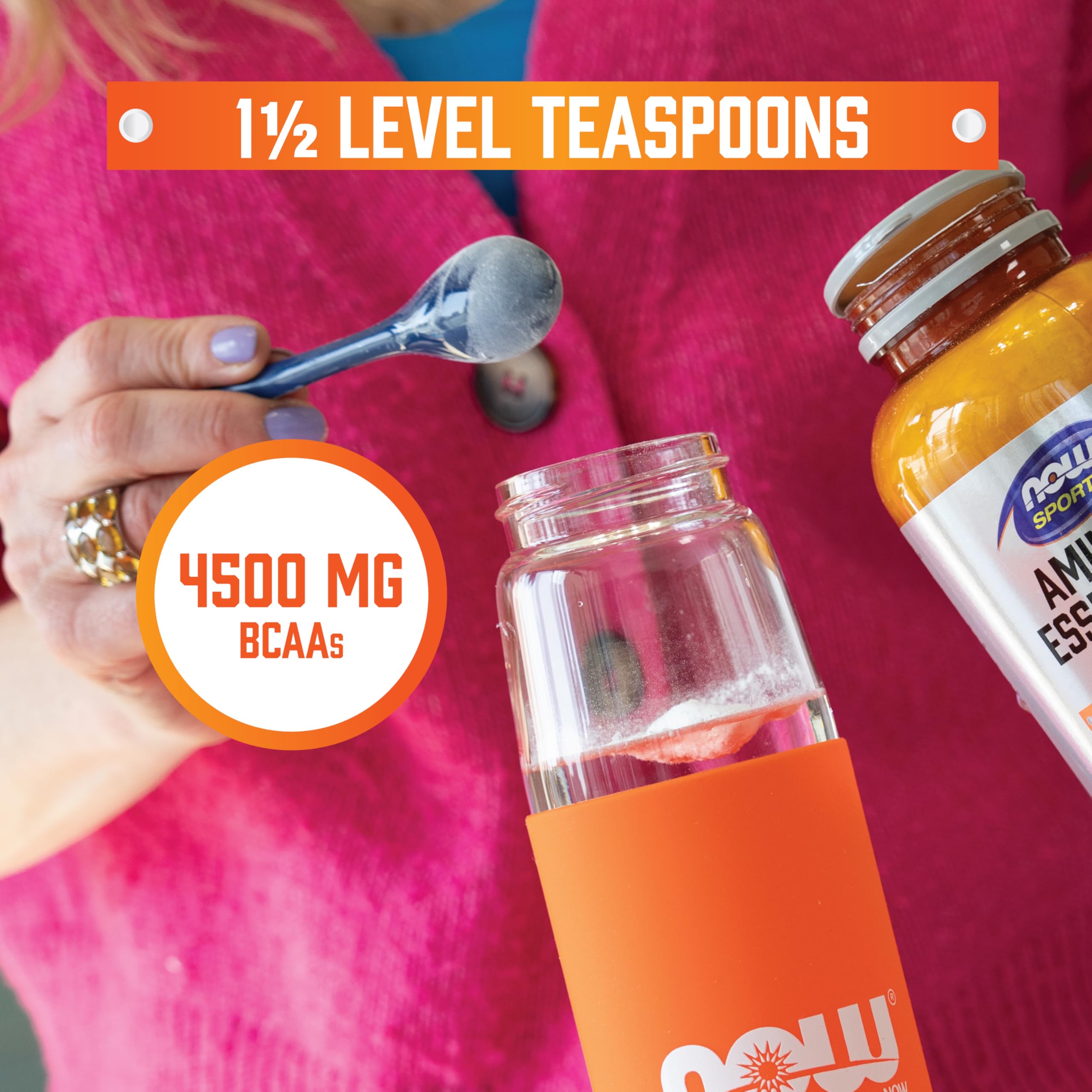 NOW Foods BCAA Powder 340g scoop inside