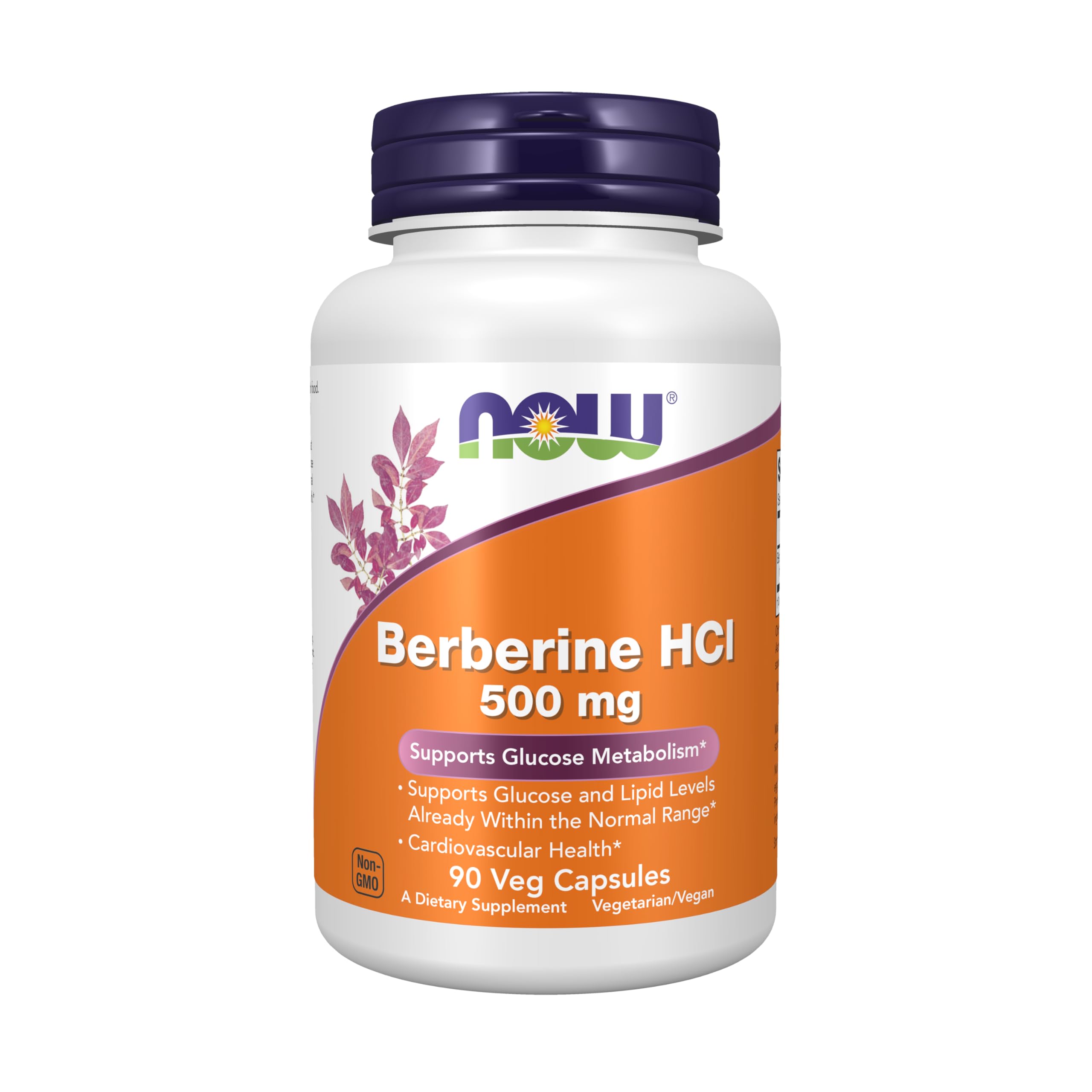 NOW Foods Berberine HCl 500mg vegetarian capsules front view
