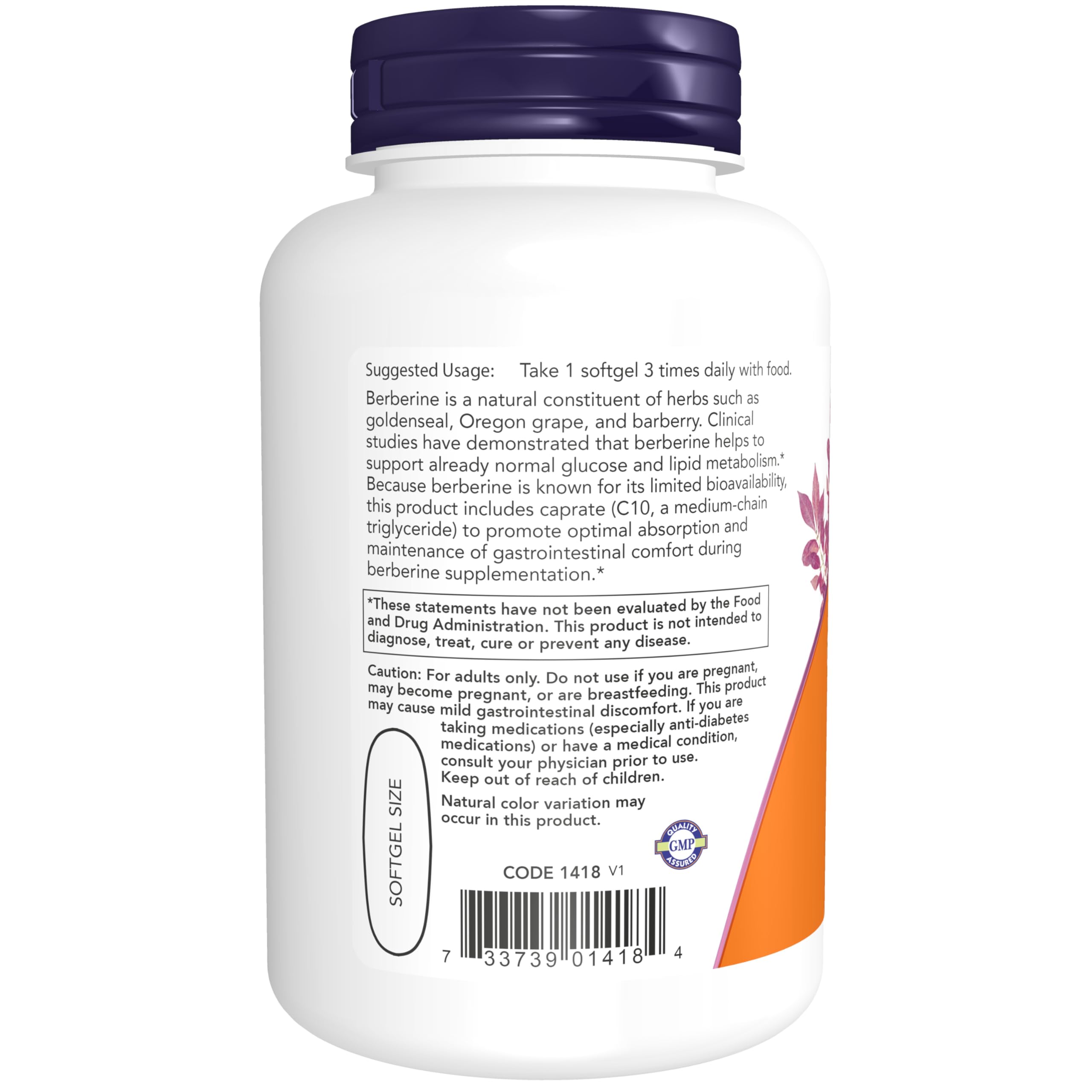 NOW Foods Berberine MCT Oil Softgels 400mg bottle with label
