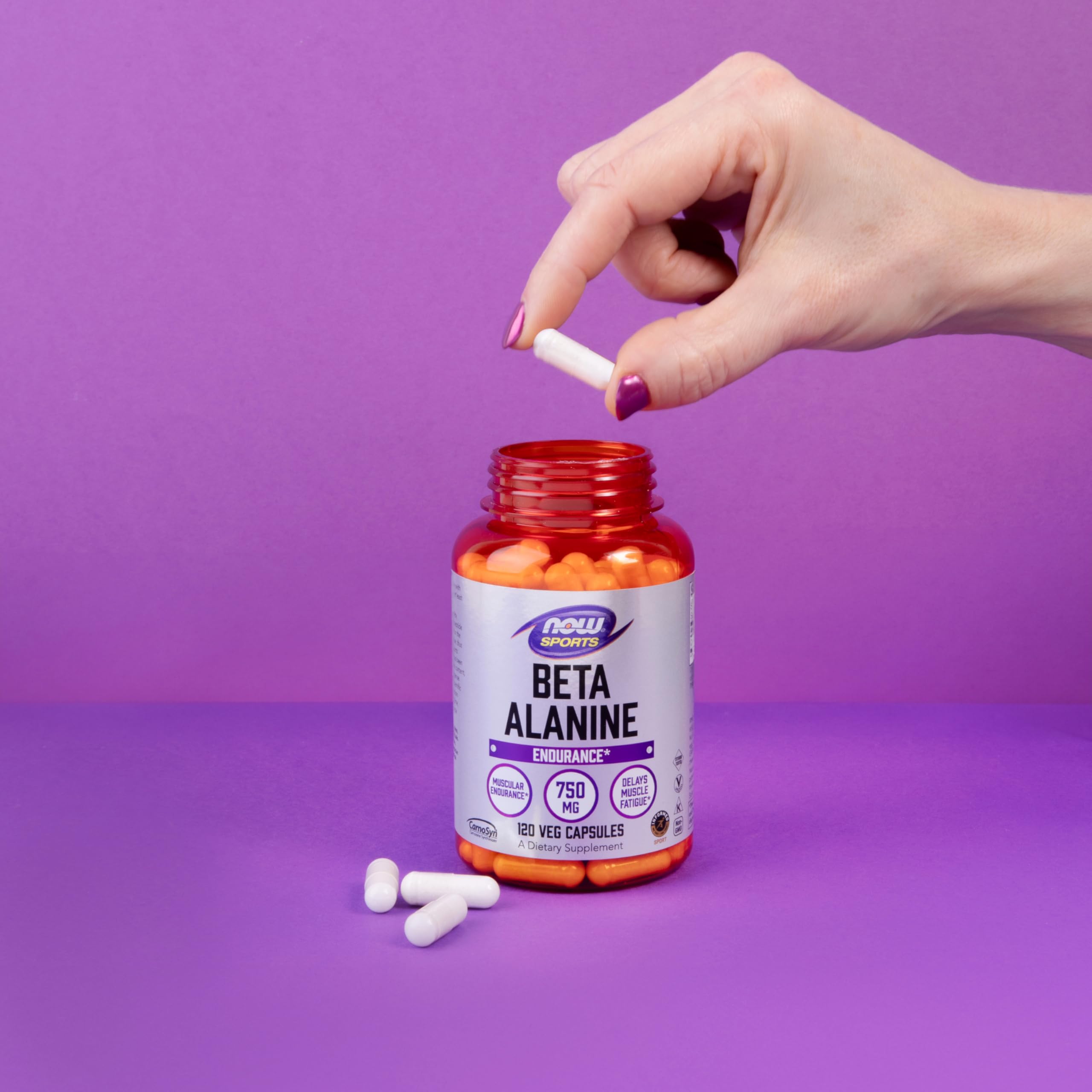 NOW Foods Beta-Alanine Vegan Capsules on a fitness mat