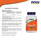 NOW Foods Betaine HCl 648mg 120 Capsules packaging