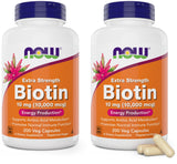 NOW Foods Biotin 10,000 mcg Veg Caps pack of 2 front view