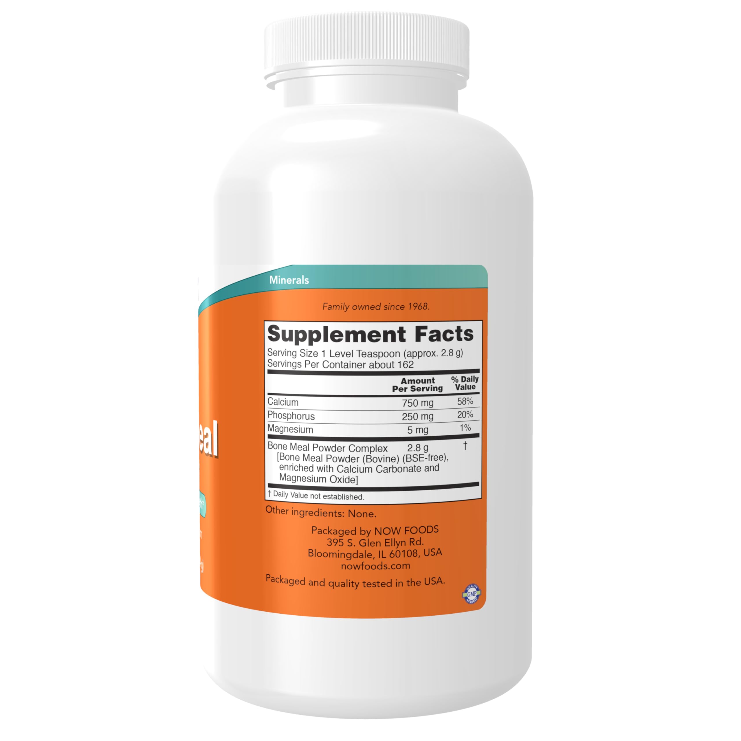 NOW Foods Bone Meal Powder 540g side view