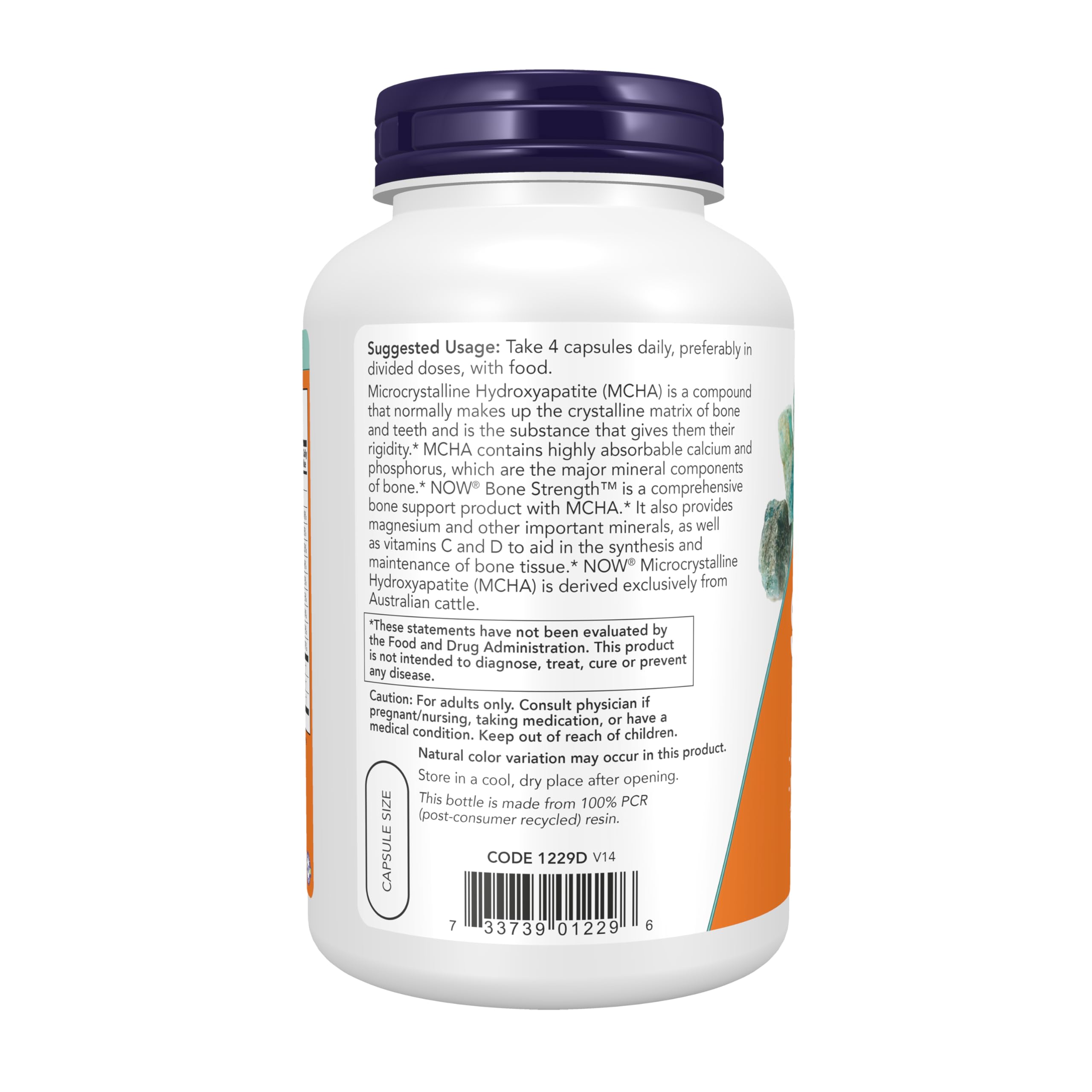 NOW Foods Bone Strength MCHA Calcium Supplement bottle with label