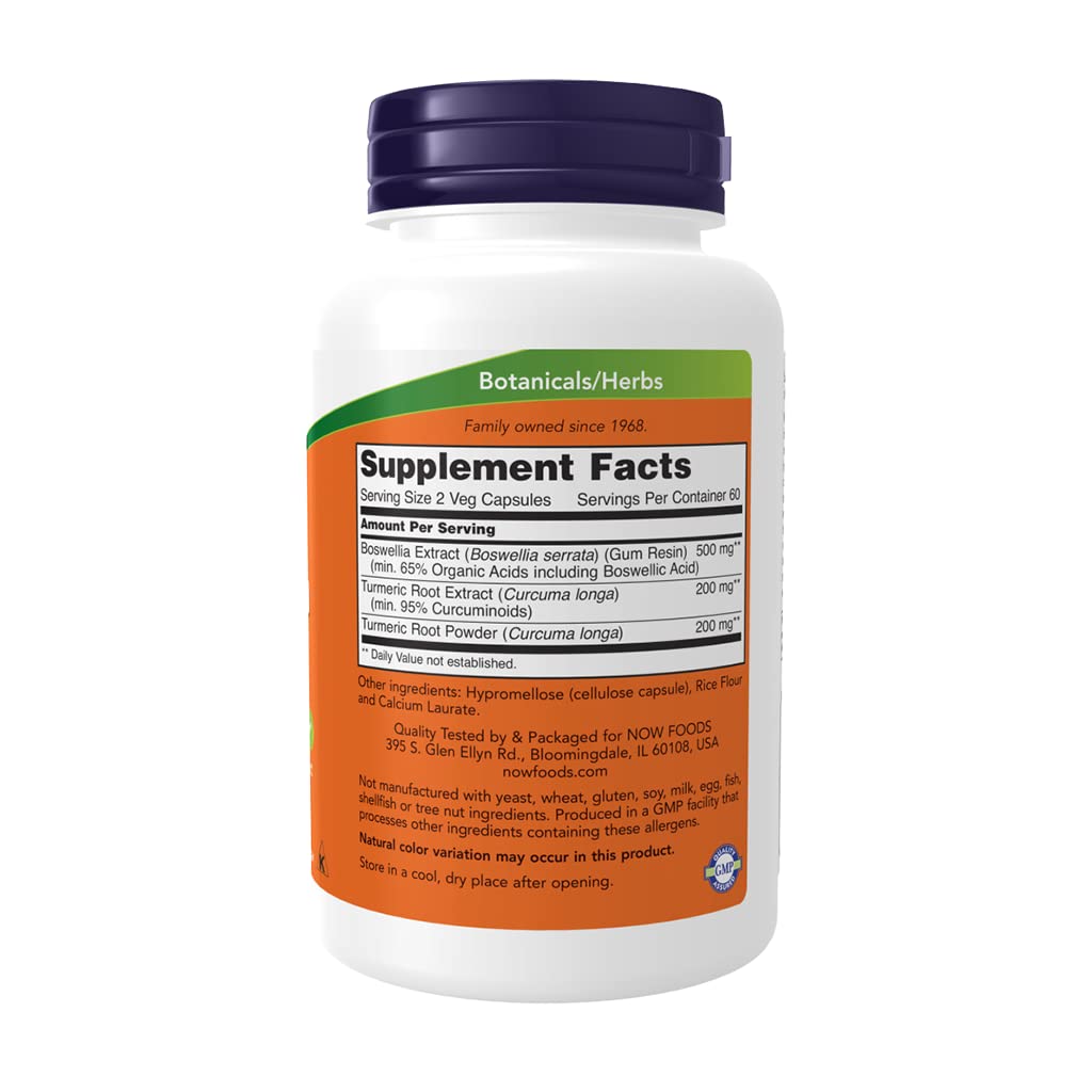 NOW Foods Boswellia Extract 250 mg 120 Veg Capsules side view