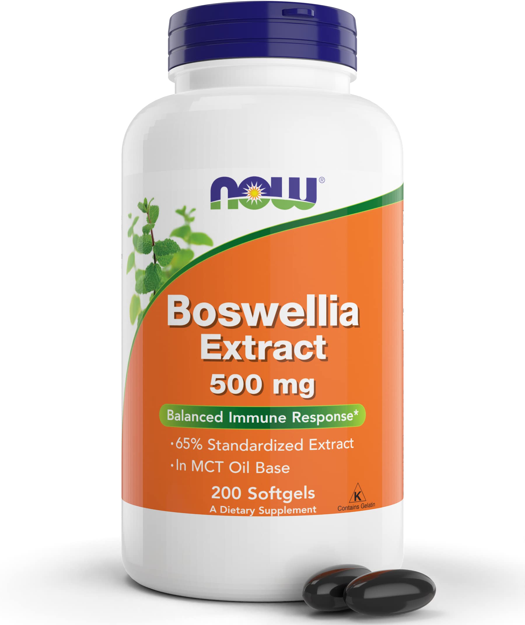 NOW Foods Boswellia Extract 500mg softgel bottle front view