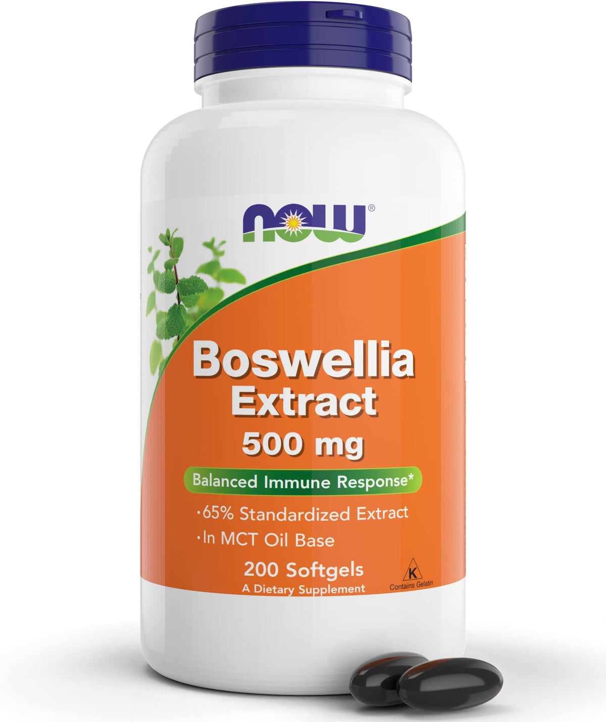NOW Foods Boswellia Extract 500mg softgel bottle front view