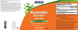 NOW Foods Boswellia Extract 500mg softgel ingredients list
