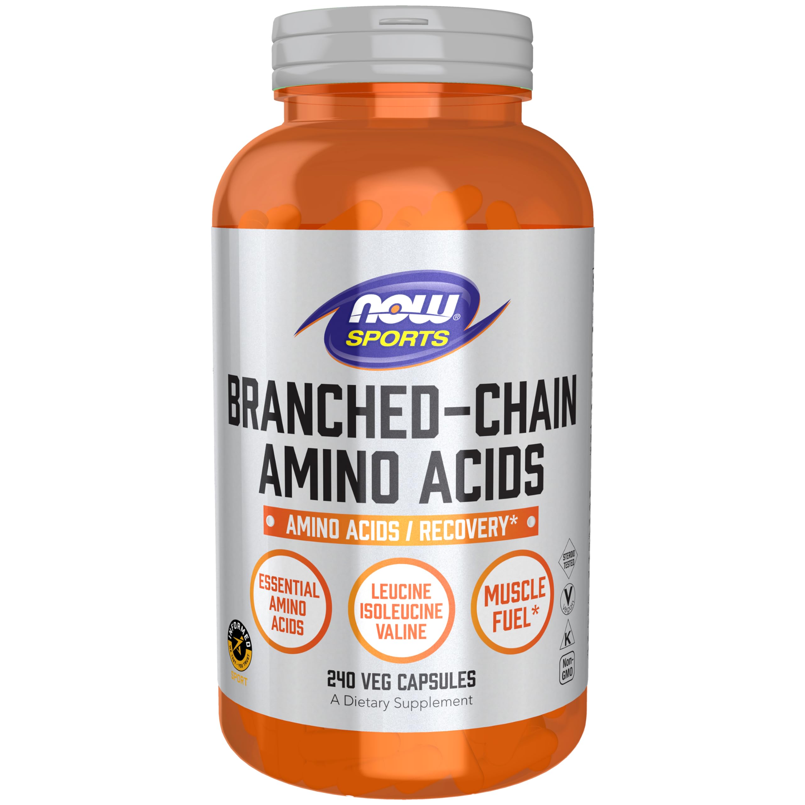 NOW Foods Branched-Chain Amino Acids 240g front view