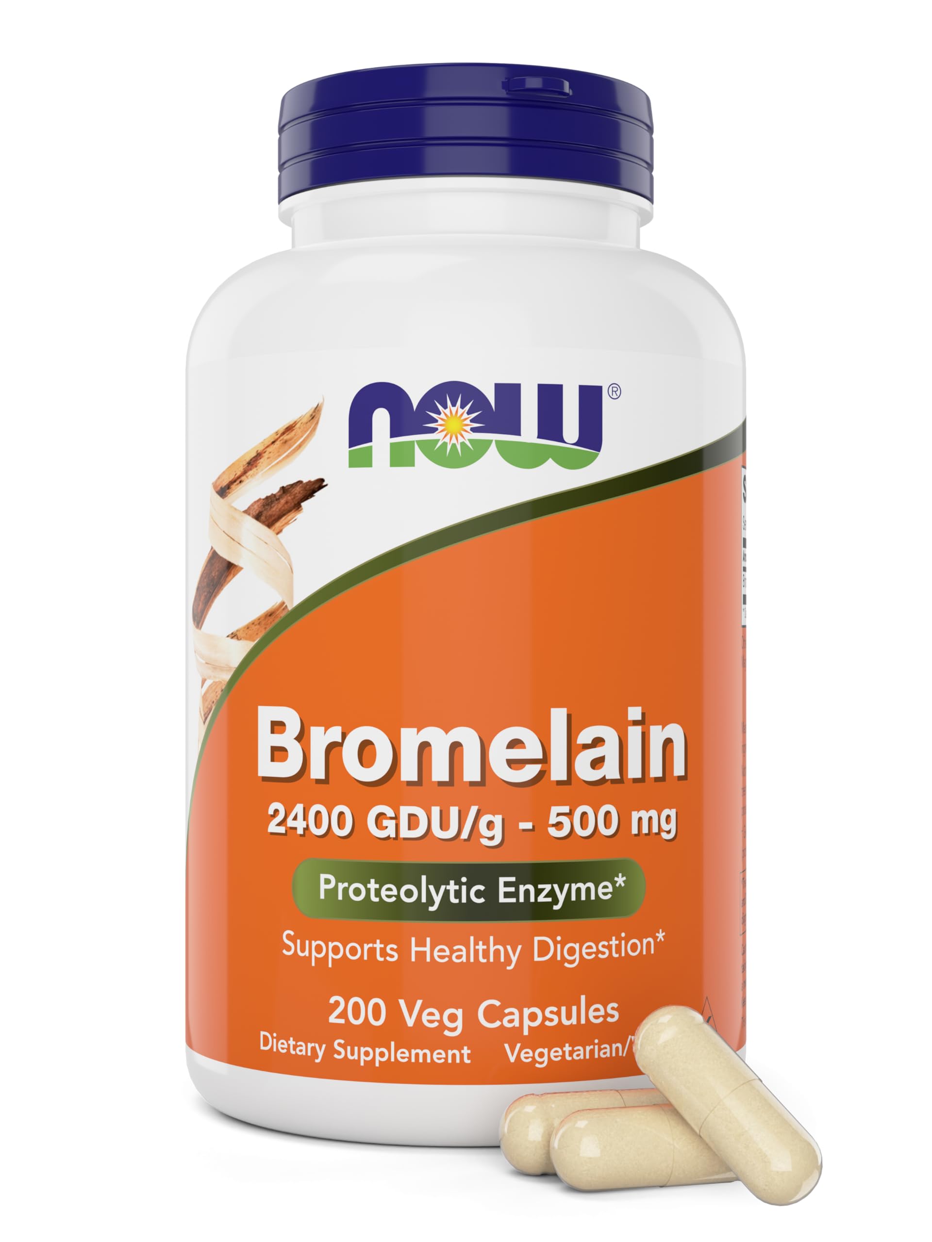 NOW Foods Bromelain Capsules 500mg front view