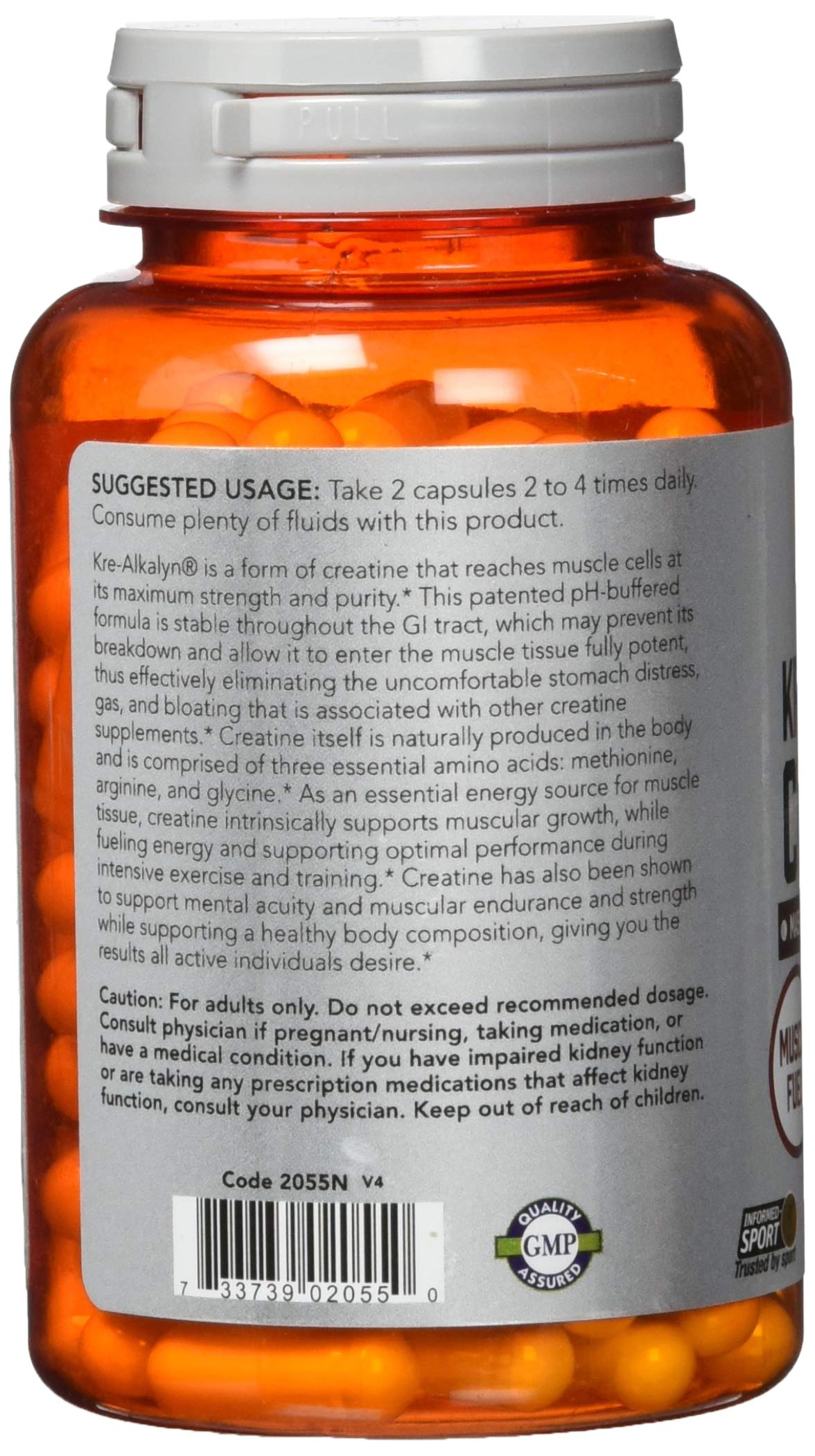 NOW Foods Buffered Creatine 1500mg supplement packaging