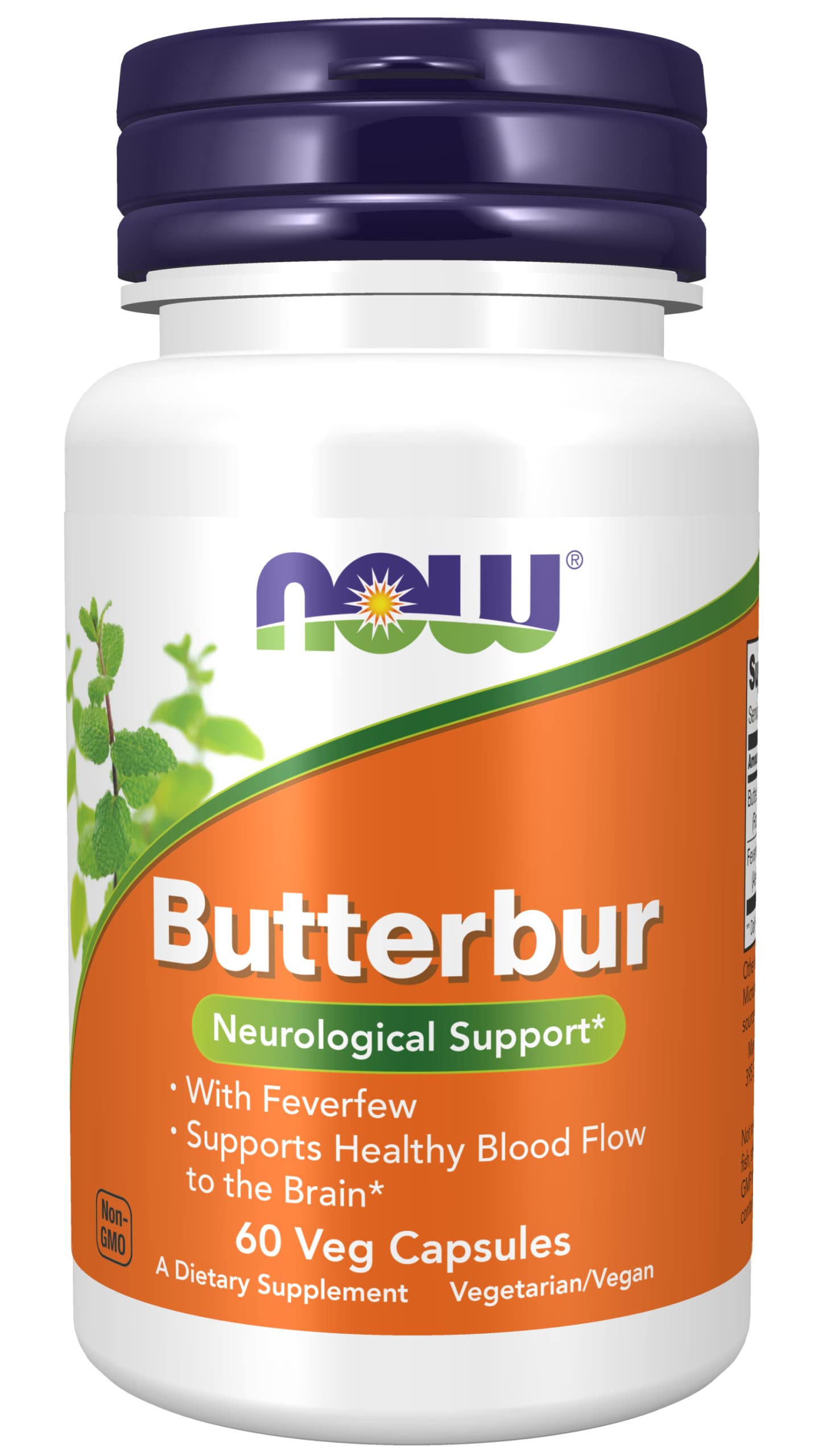 NOW Foods Butterbur 60 Vegetable Capsules front view