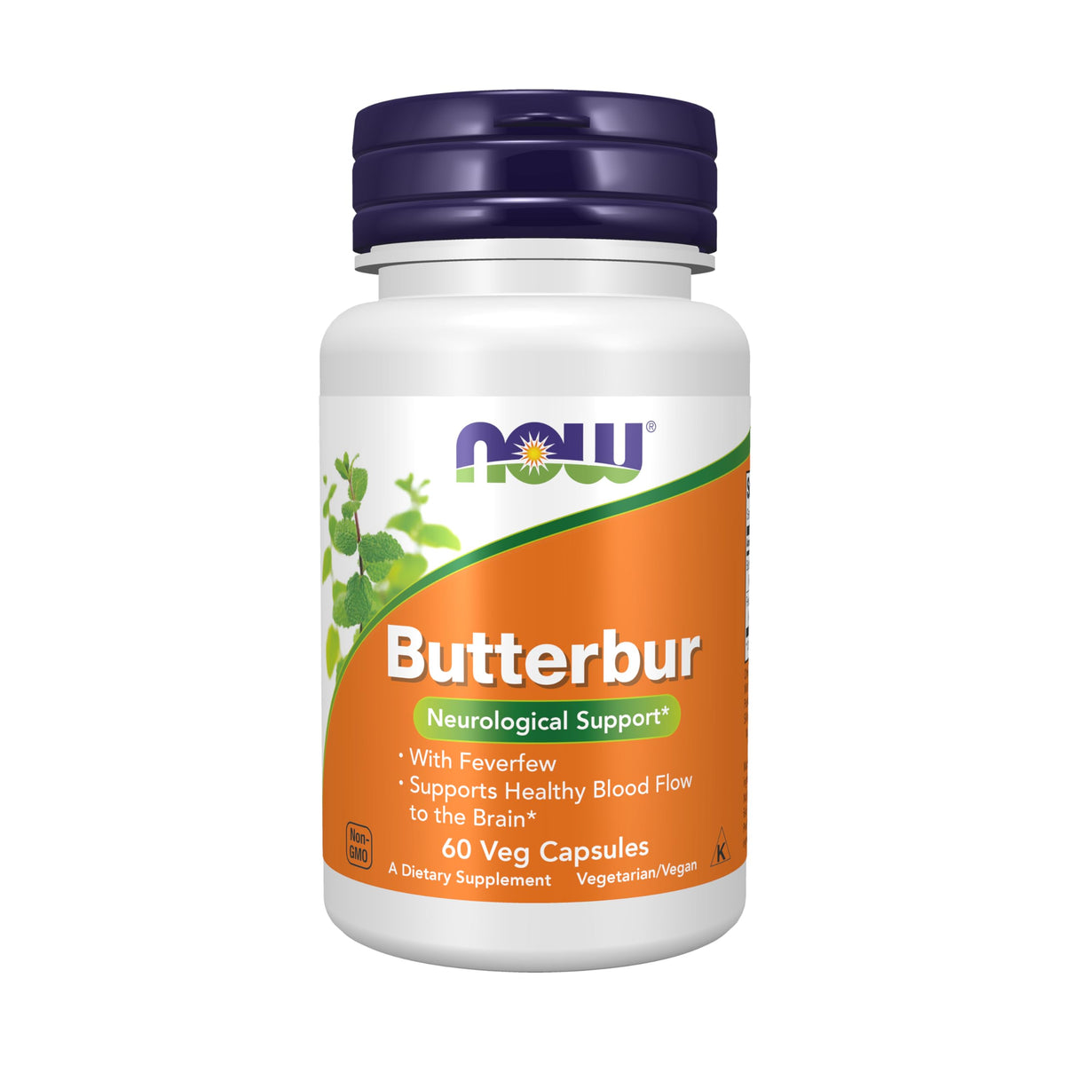 NOW Foods Butterbur with Feverfew 50g capsules front view