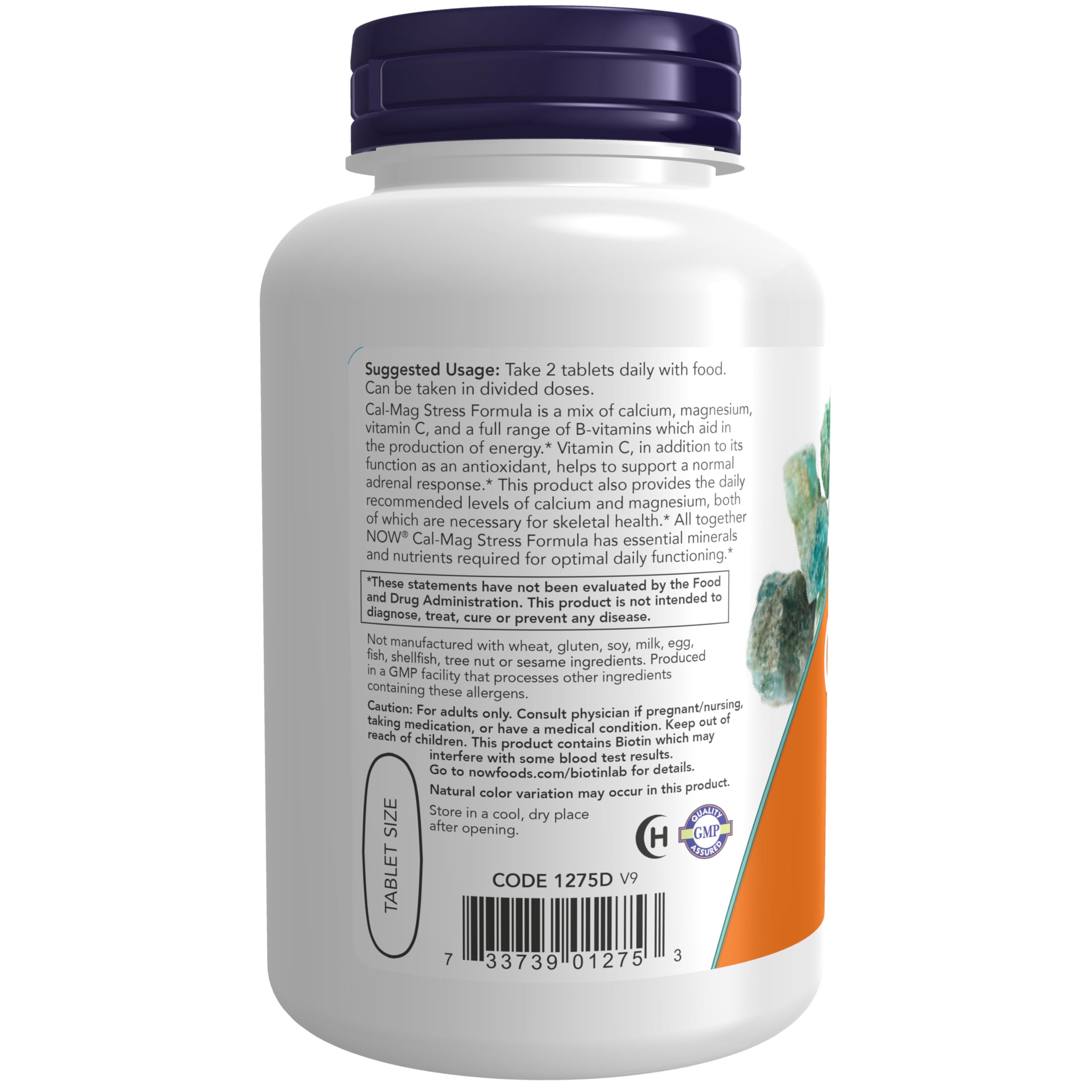 NOW Foods Cal-Mag Stress Formula side view