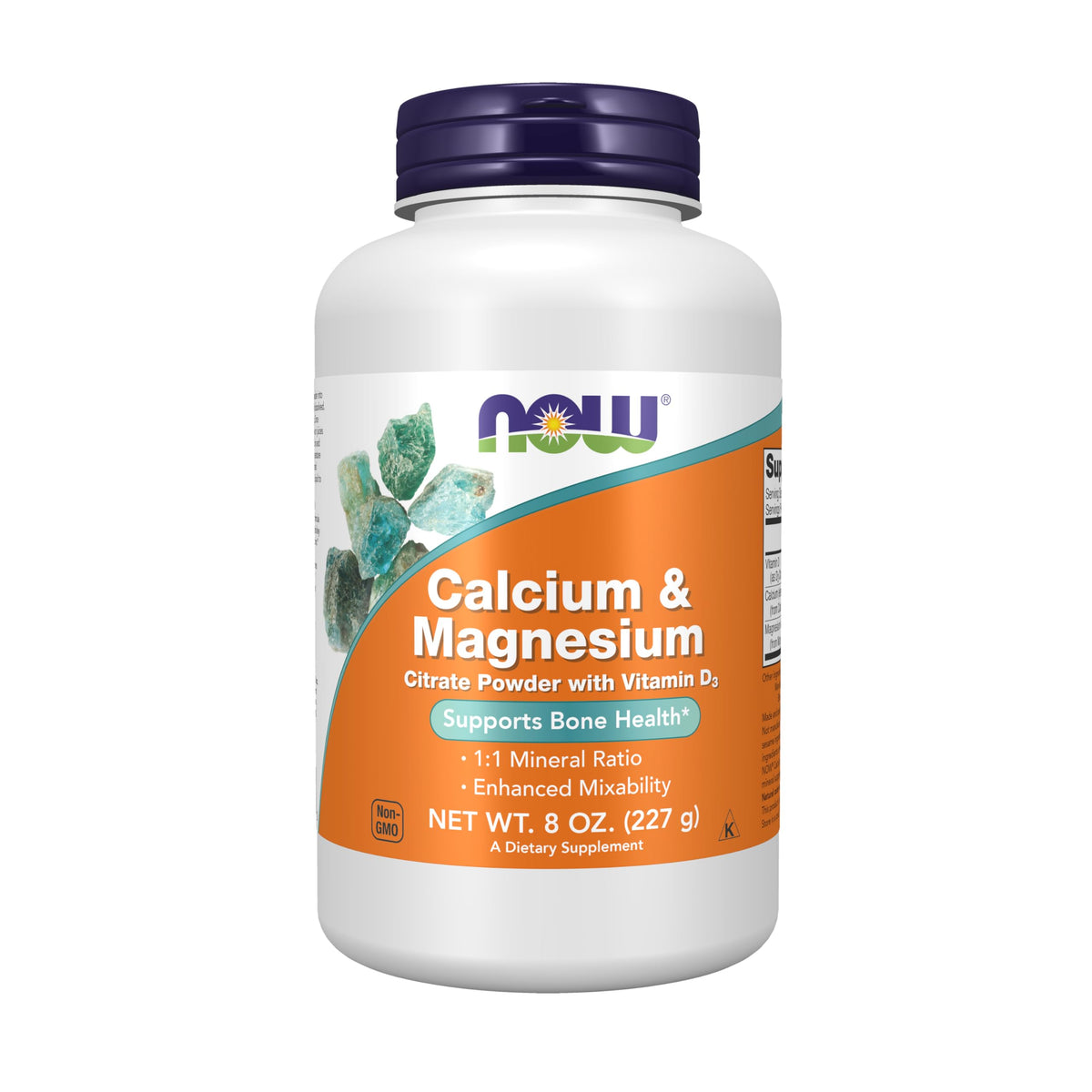 NOW Foods Calcium & Magnesium Citrate Powder 227g front view