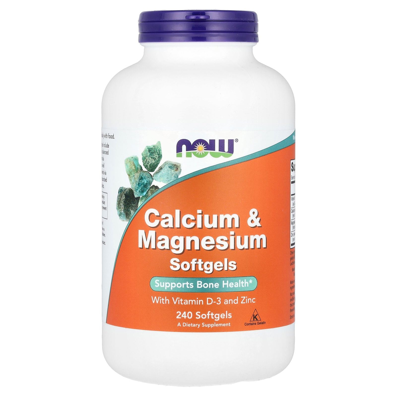 NOW Foods Calcium & Magnesium + D 240 Softgels front view