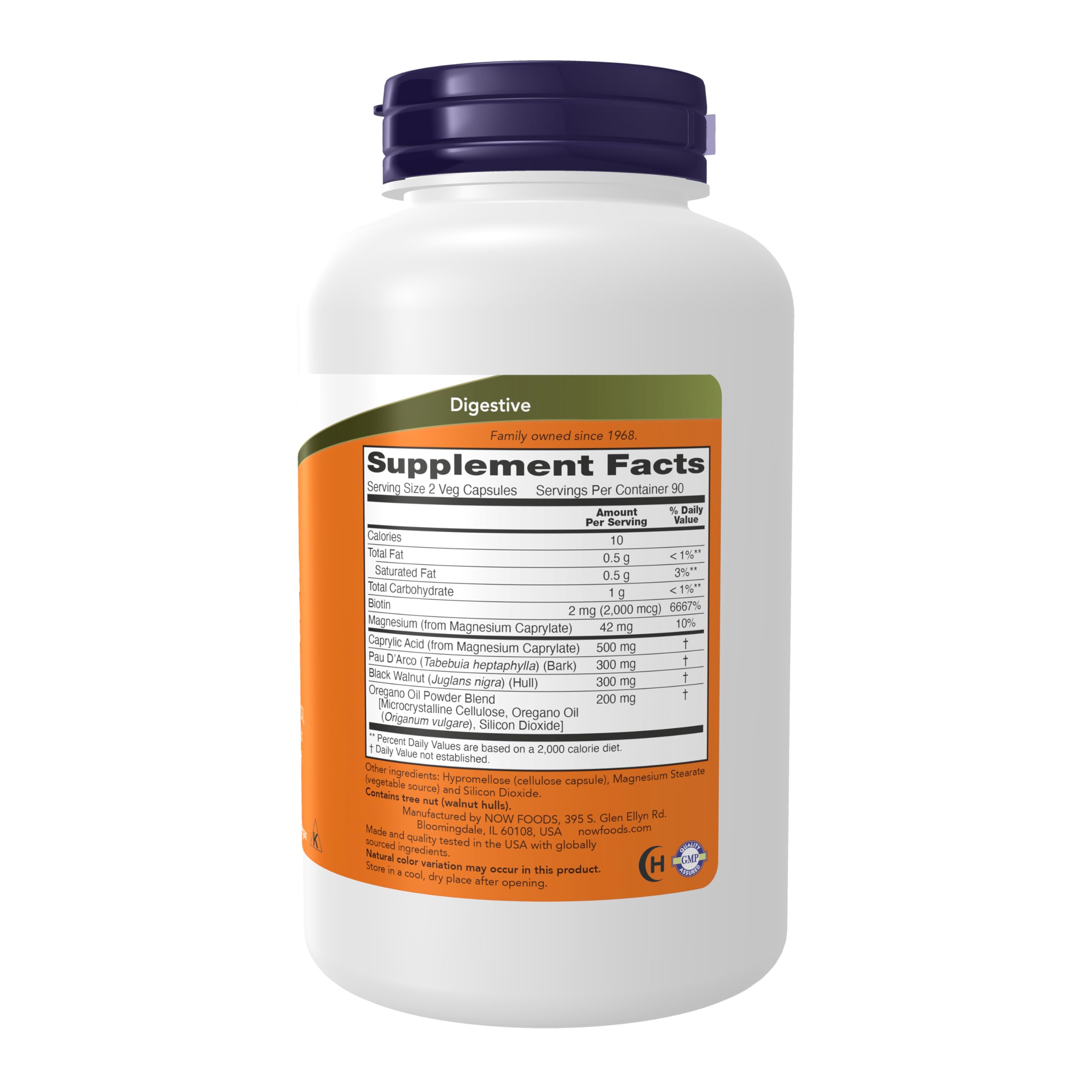 NOW Foods Candida Support 201g back view with ingredients