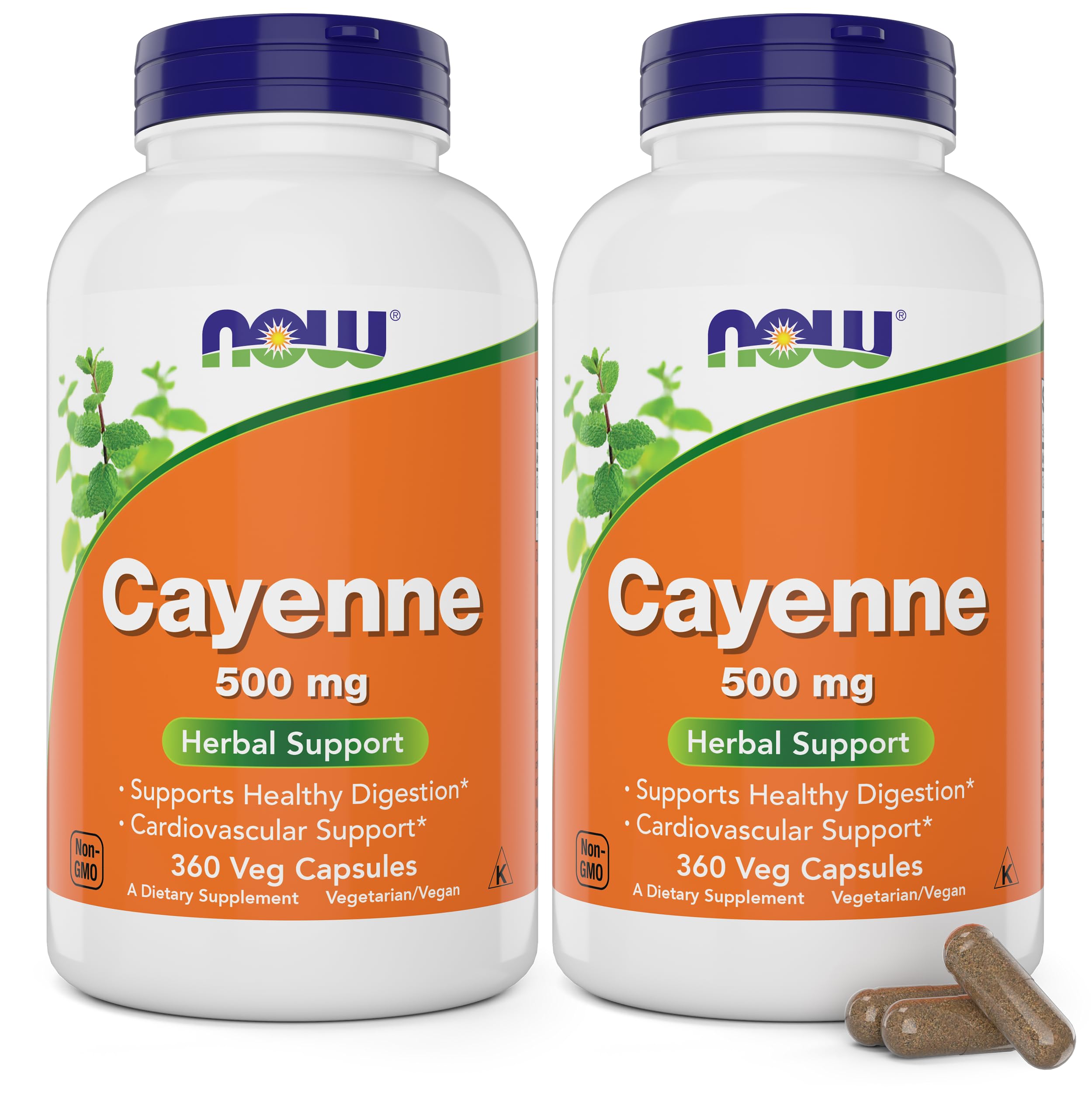 NOW Foods Cayenne 500 mg Veg Capsules front view