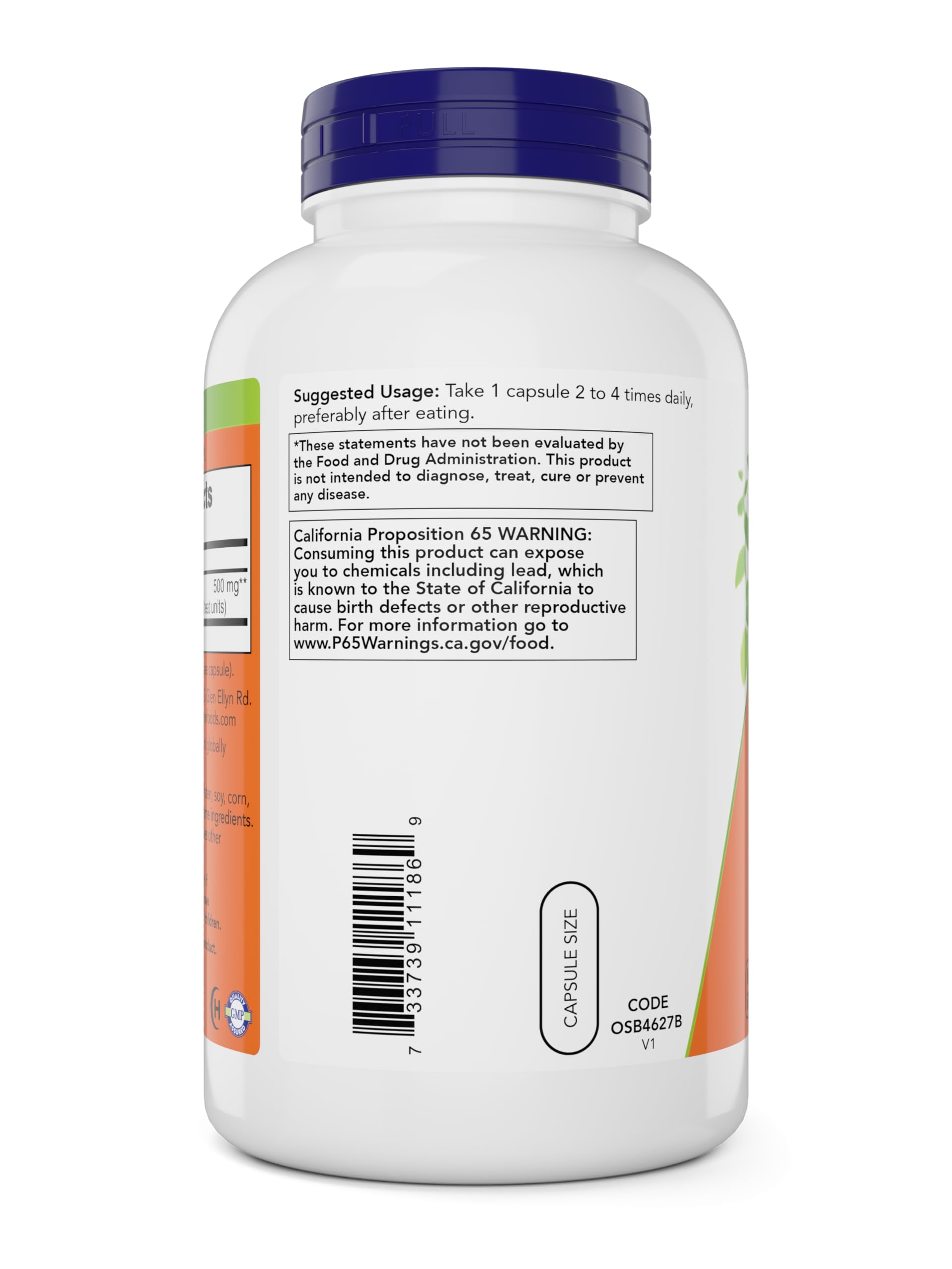 NOW Foods Cayenne Pepper 500 mg 360 Veg Capsules bottle with label