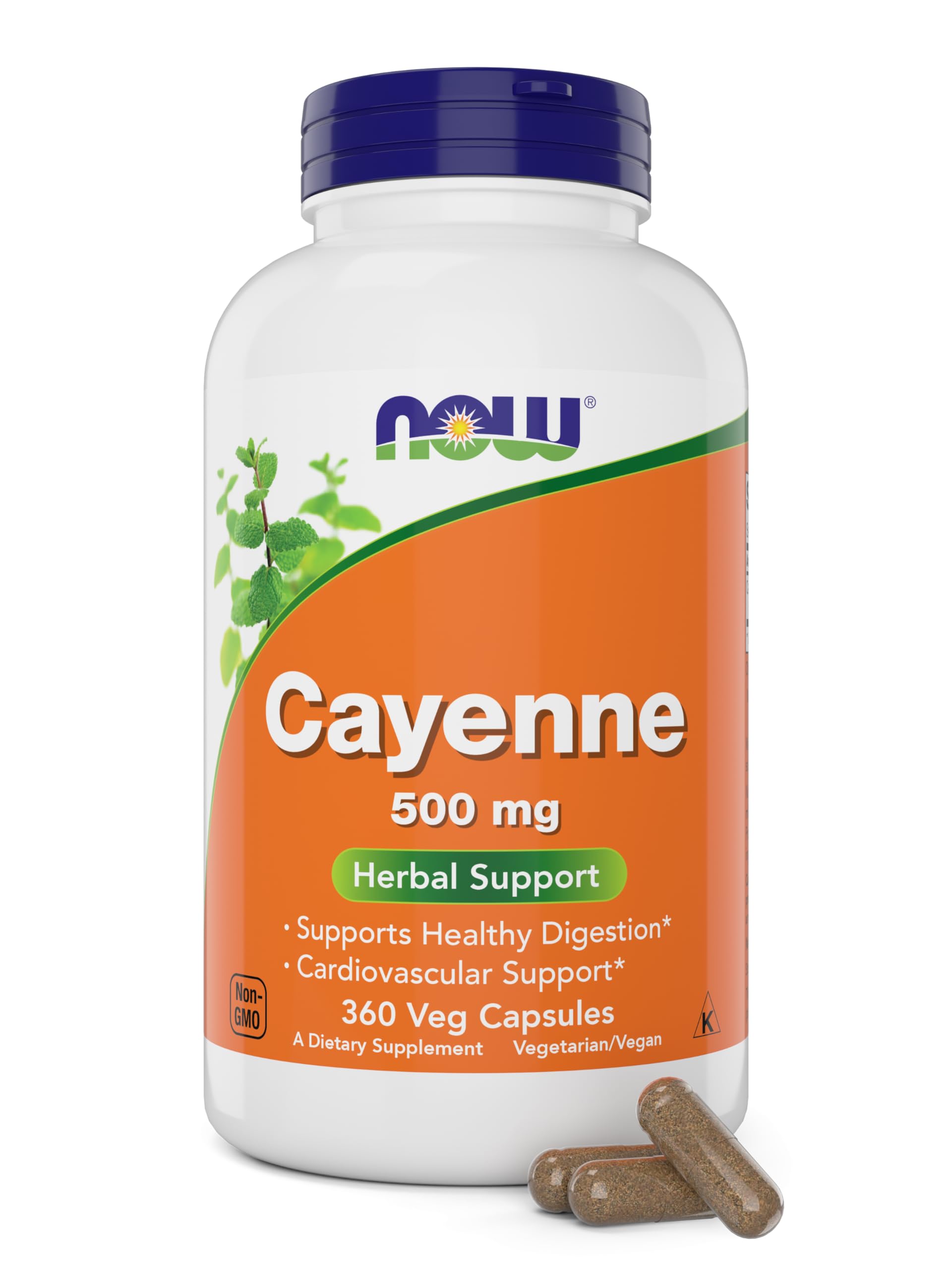NOW Foods Cayenne Pepper 500 mg 360 Veg Capsules front view