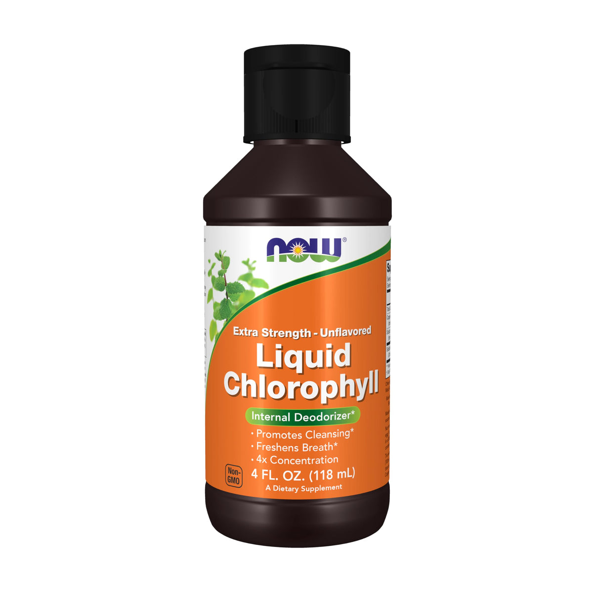 NOW Foods Chlorophyll Liquid Concentrate 4X front view, 159g bottle
