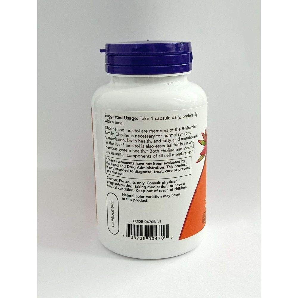 NOW Foods Choline & Inositol Capsules side view