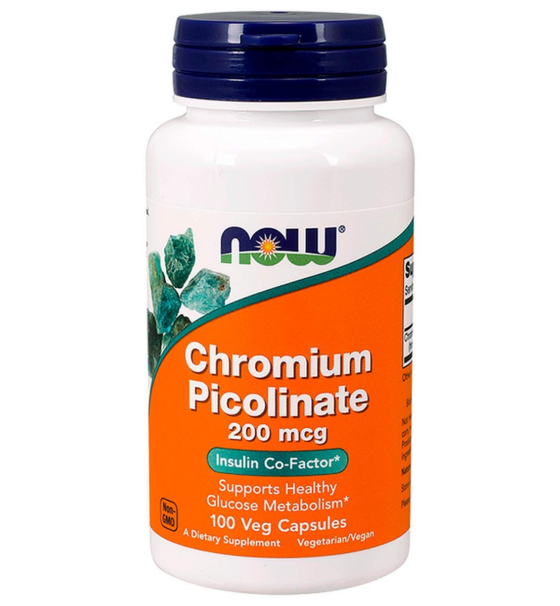 NOW Foods Chromium Picolinate 200mcg 100 Capsules front view