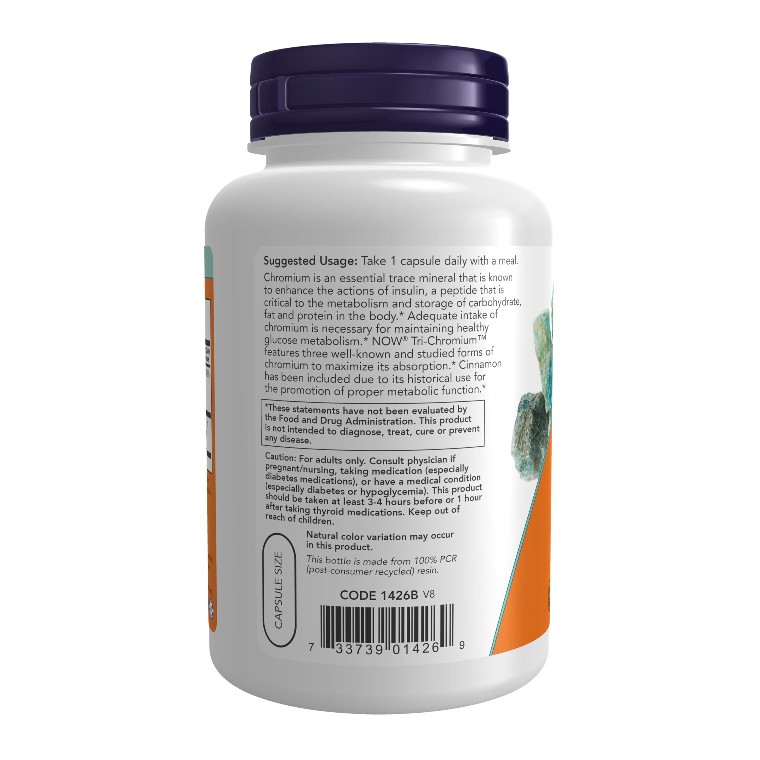 NOW Foods Chromium Picolinate Supplement 77g back view