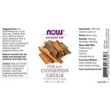 NOW Foods Cinnamon Cassia Oil 1-ounce bottle side view