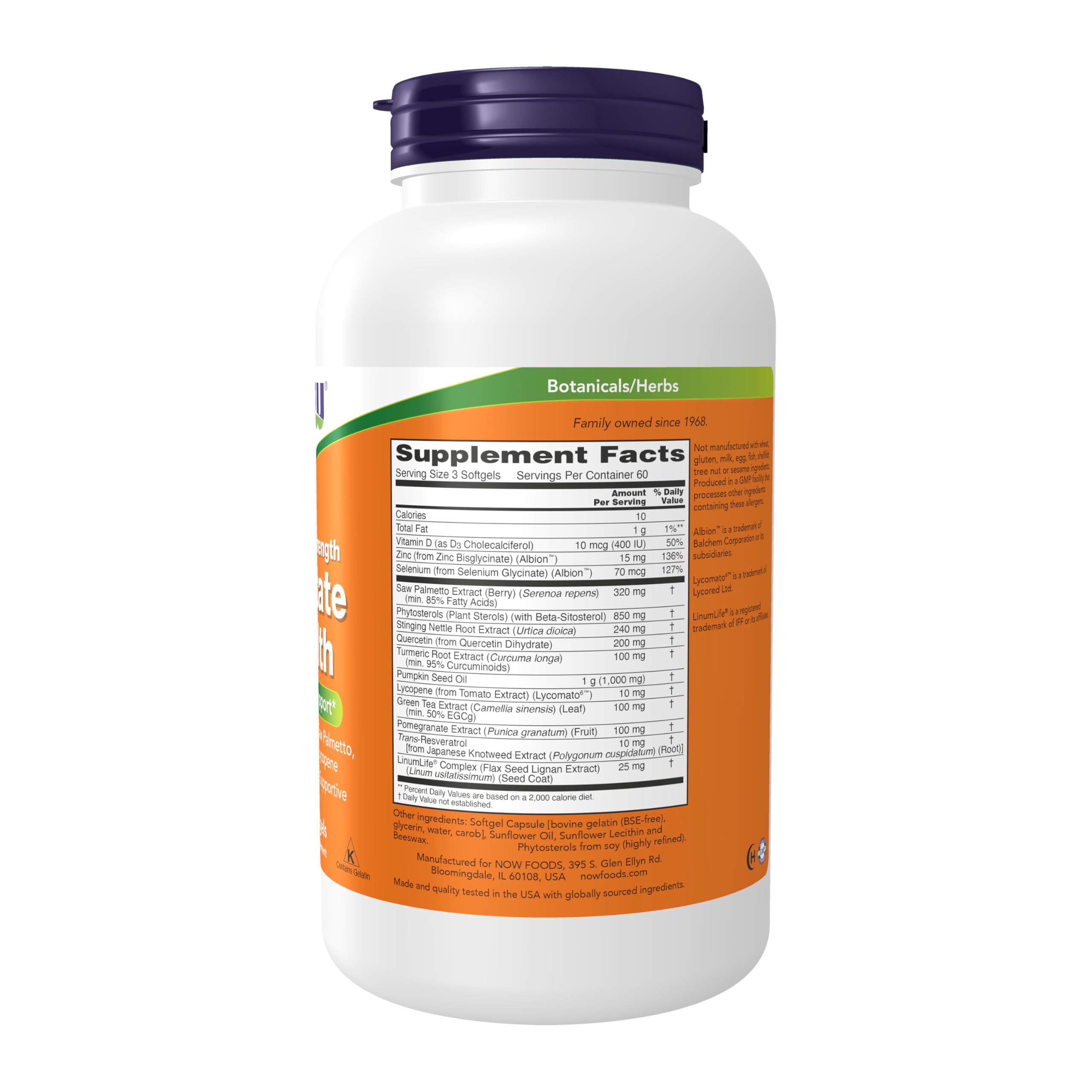 NOW Foods Clinical Strength Prostate Health Supplement back view
